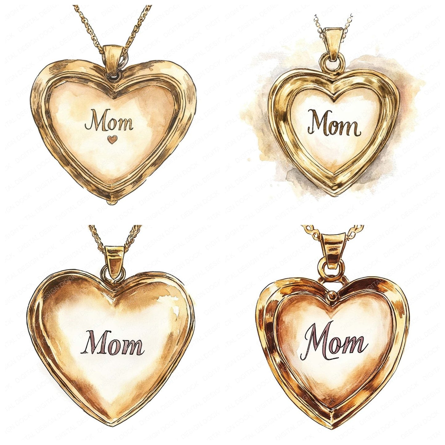 Mom Heart Shaped Locket Clipart Set (DDD006085)