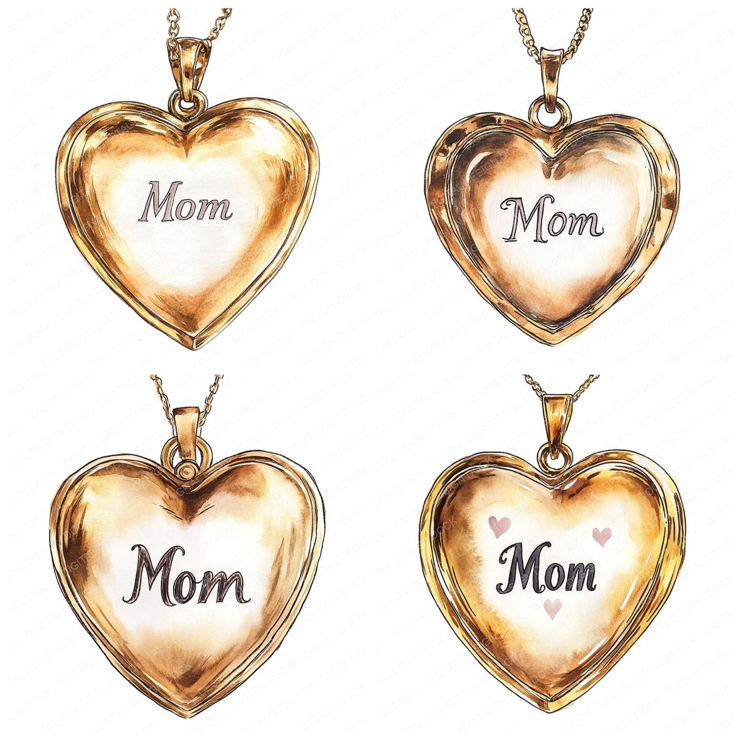Mom Heart Shaped Locket Clipart Set (DDD006085)