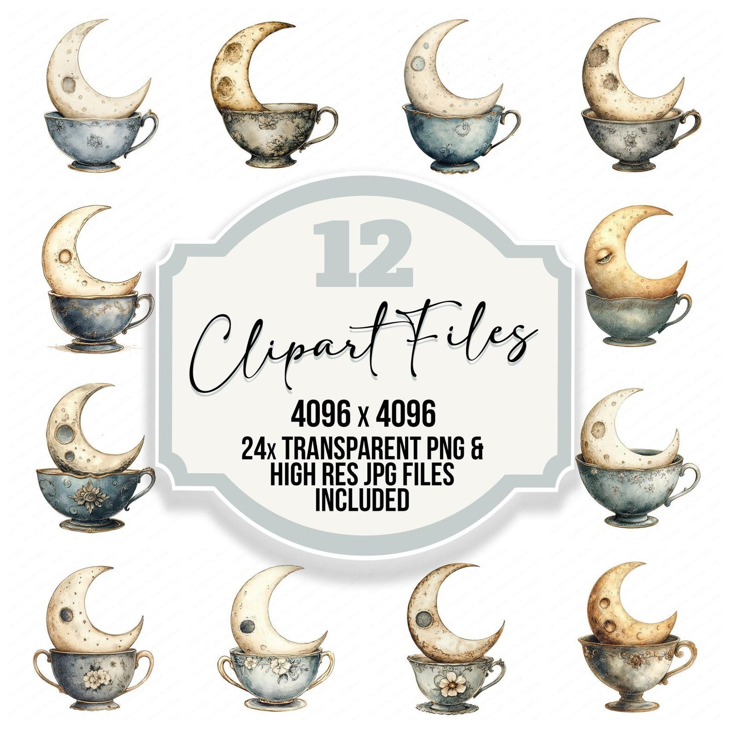 Moon in Teacup Clipart Set (DDD006092)
