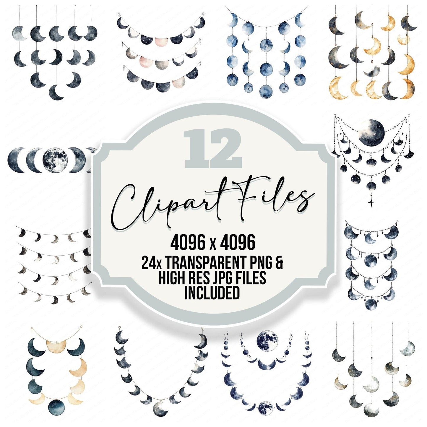 Moon Phases Garland Clipart Set (DDD006095)