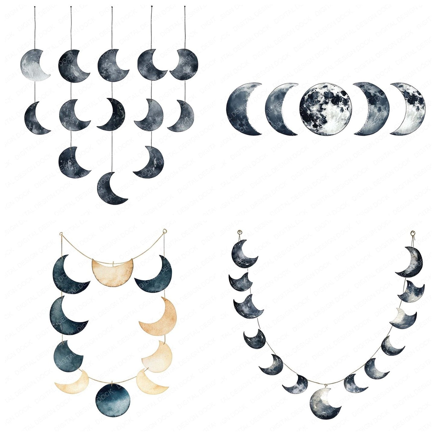 Moon Phases Garland Clipart Set (DDD006095)