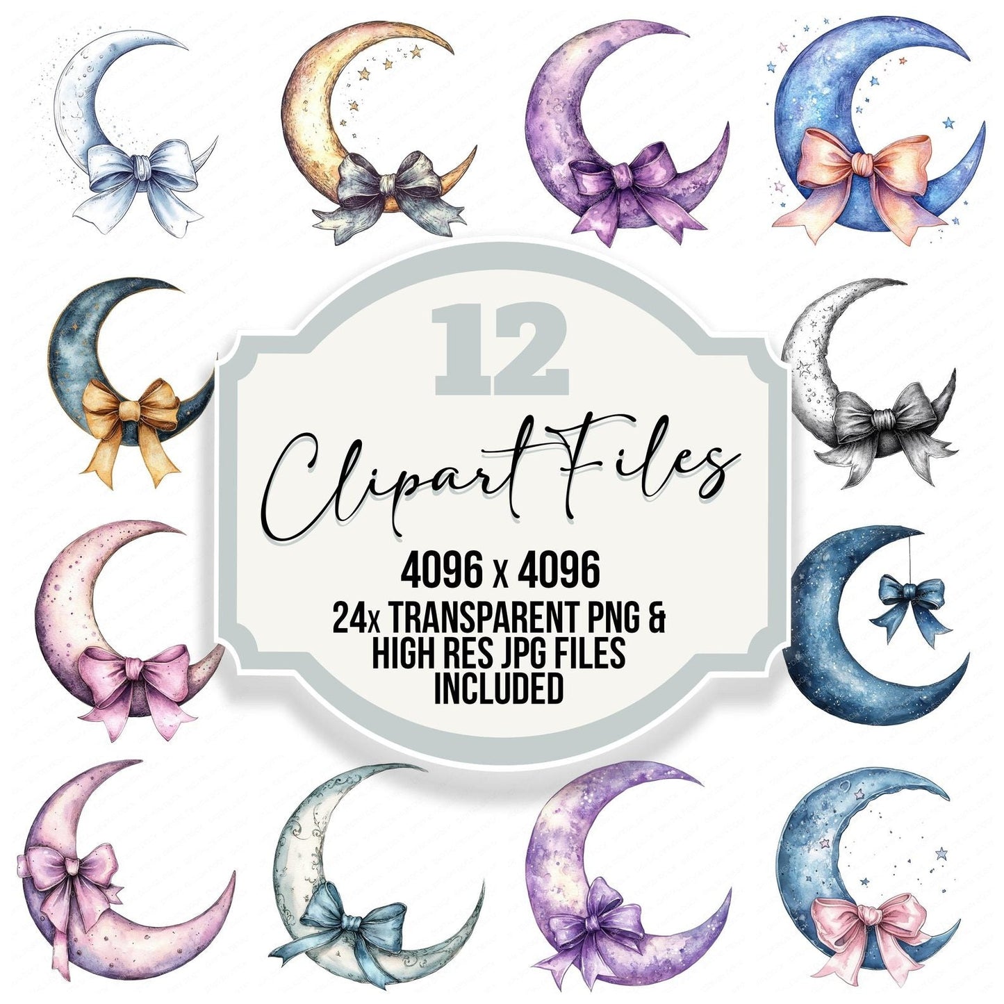 Moon with Ribbon Clipart Set (DDD006098)