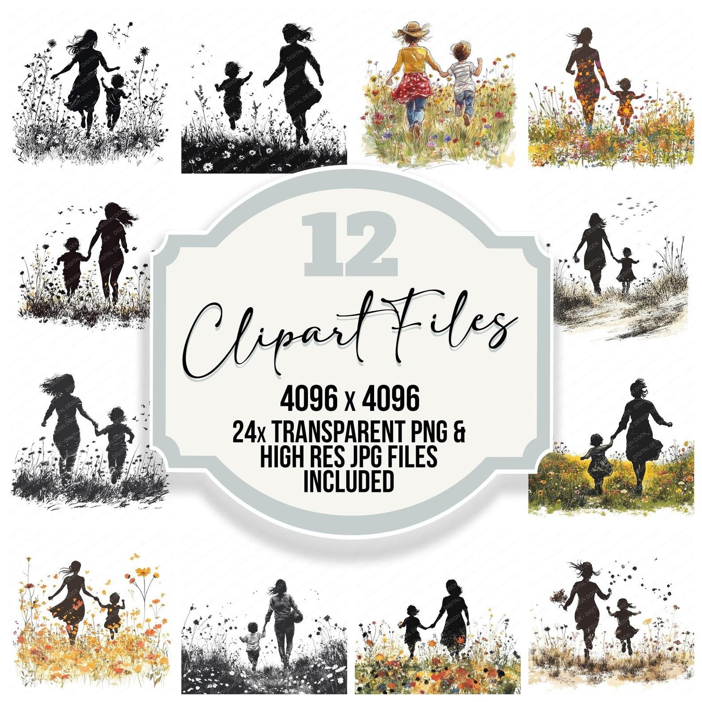 Mother and Child Meadow Clipart Set (DDD006105)