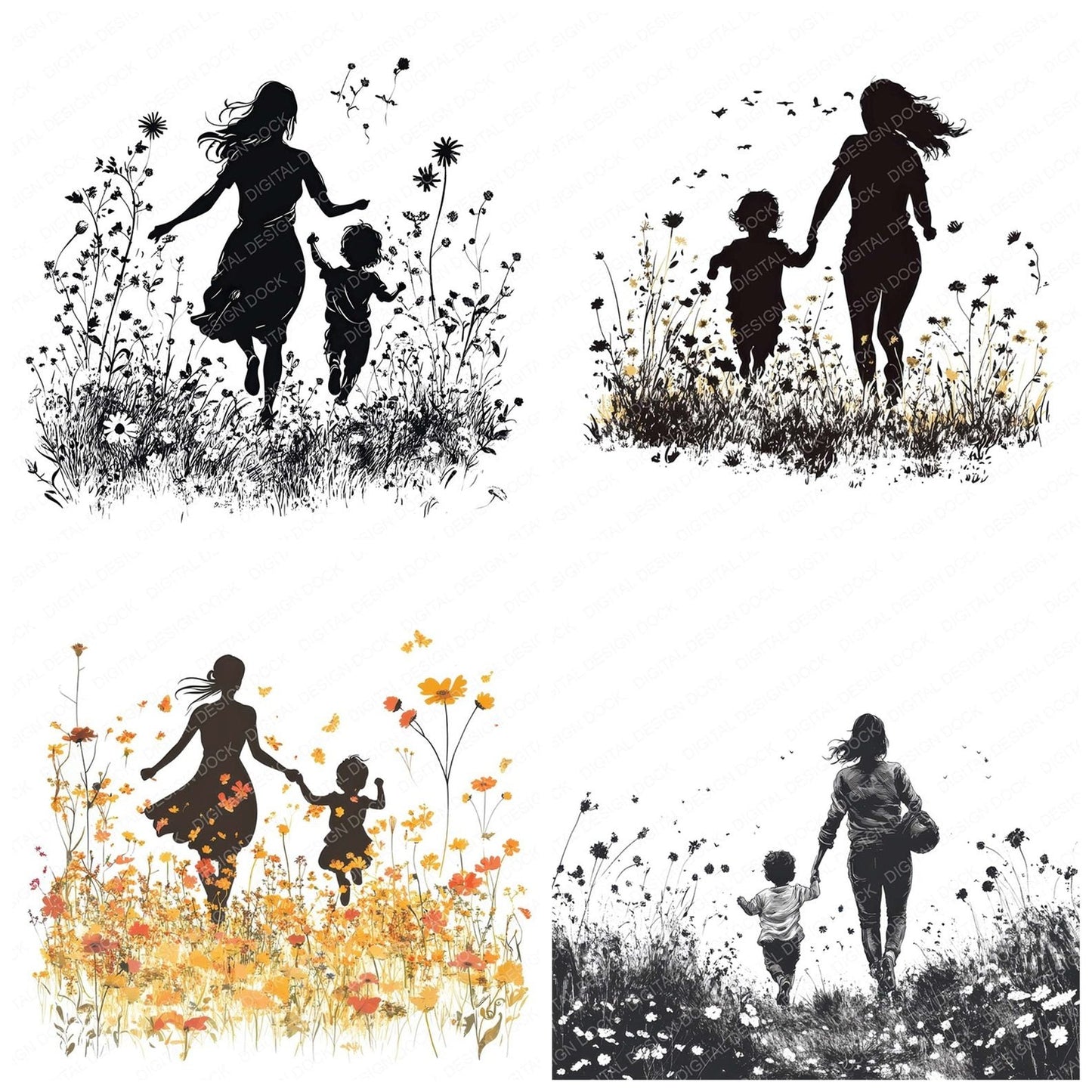 Mother and Child Meadow Clipart Set (DDD006105)