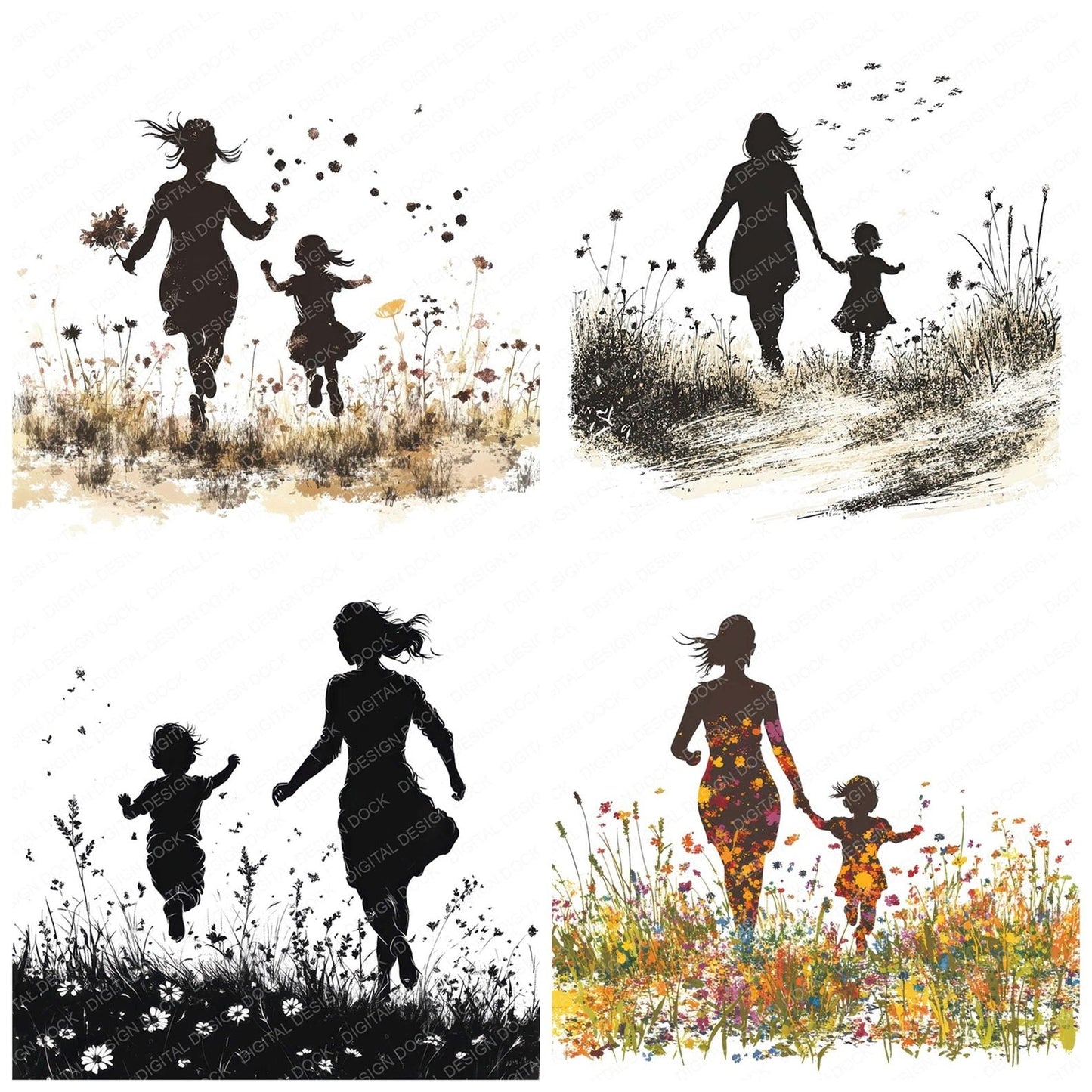 Mother and Child Meadow Clipart Set (DDD006105)