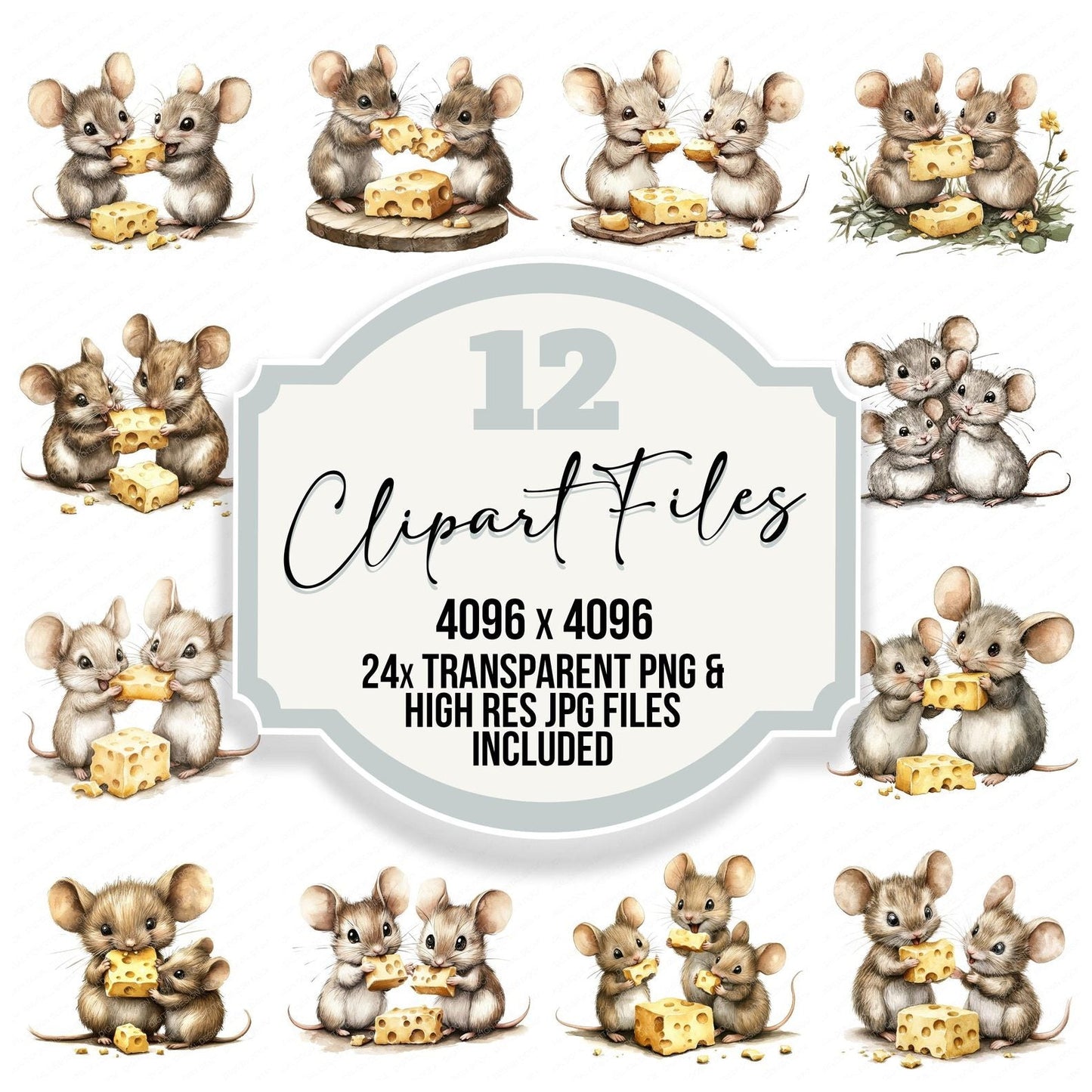 Mouse Family Cheese Clipart Set (DDD006110)