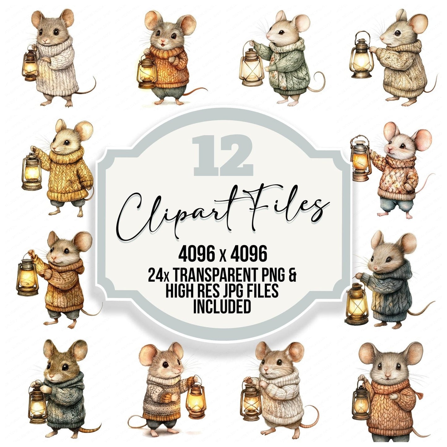 Mouse with Lantern Clipart Set (DDD006115)