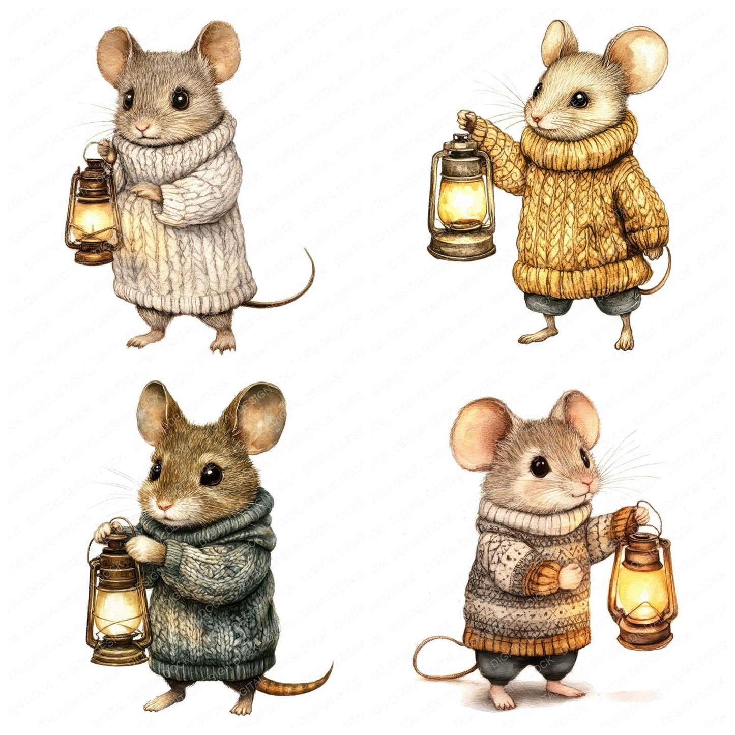Mouse with Lantern Clipart Set (DDD006115)