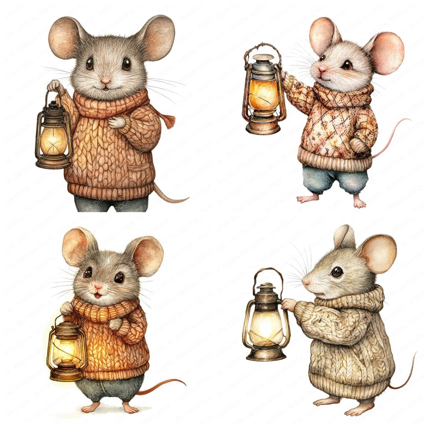 Mouse with Lantern Clipart Set (DDD006115)