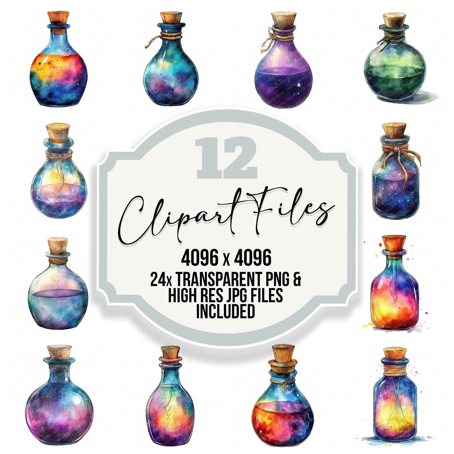 Mysterious Potion Bottle Clipart Set (DDD006123)