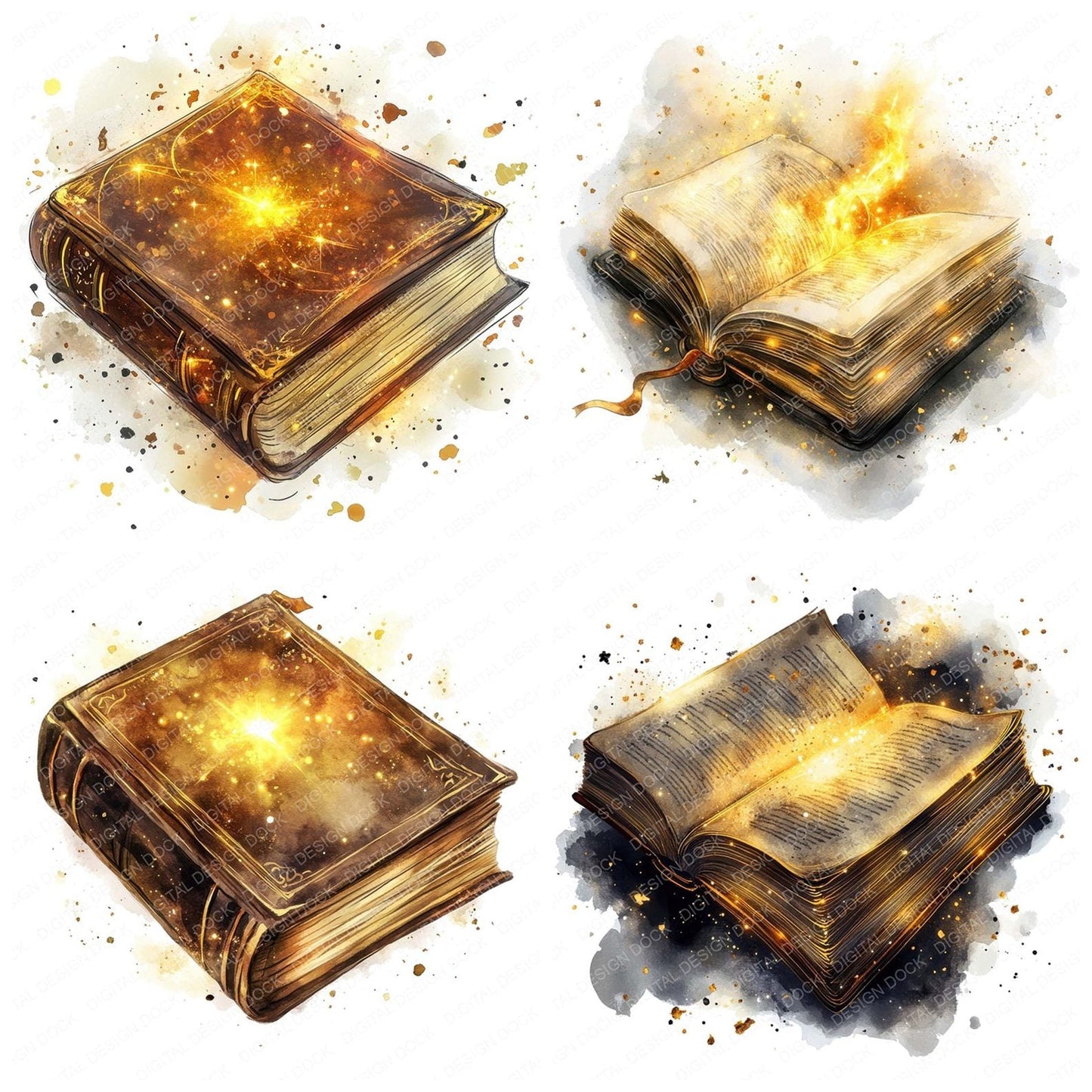 Mystical Golden Book Clipart Set (DDD006124)