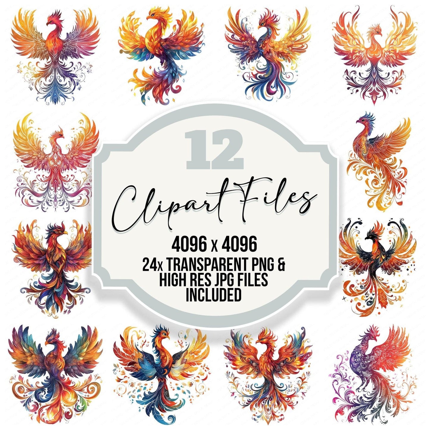 Mythical Phoenix Clipart Set (DDD006125)