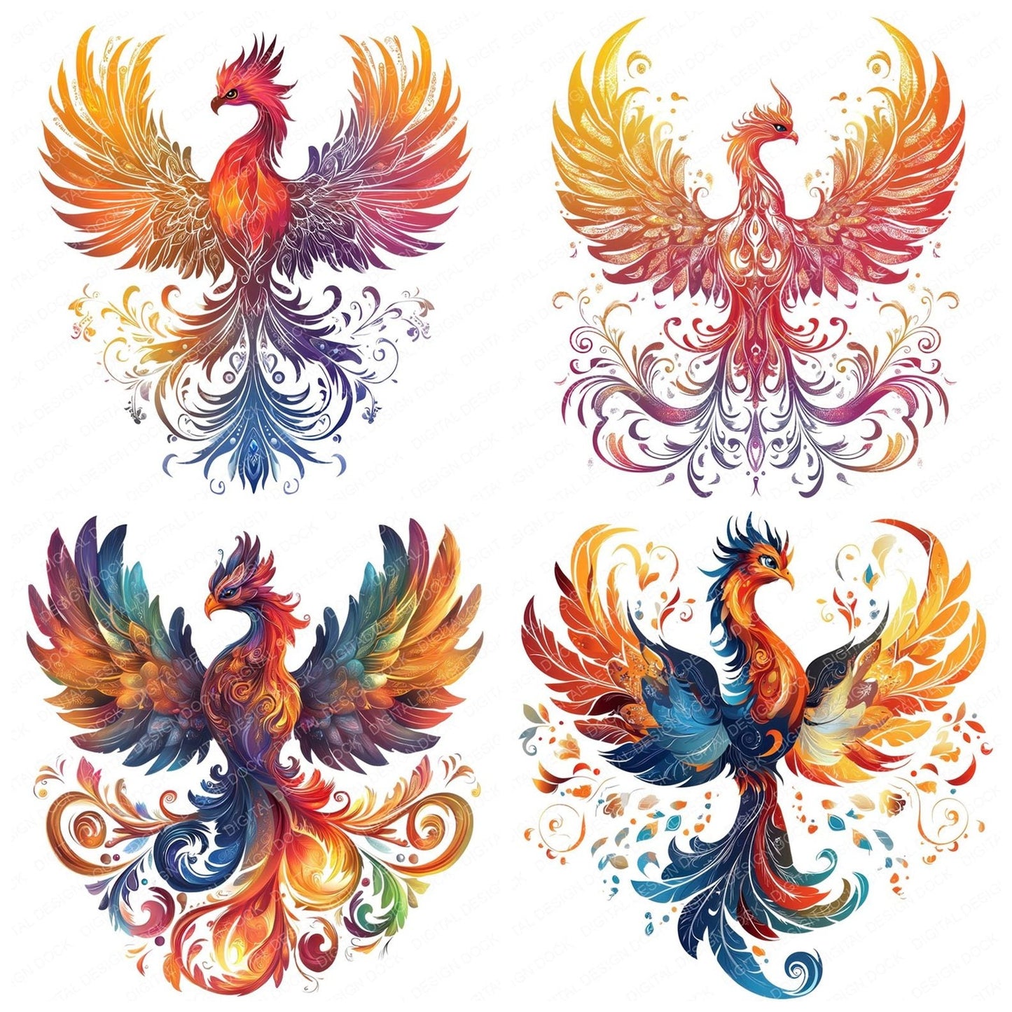 Mythical Phoenix Clipart Set (DDD006125)