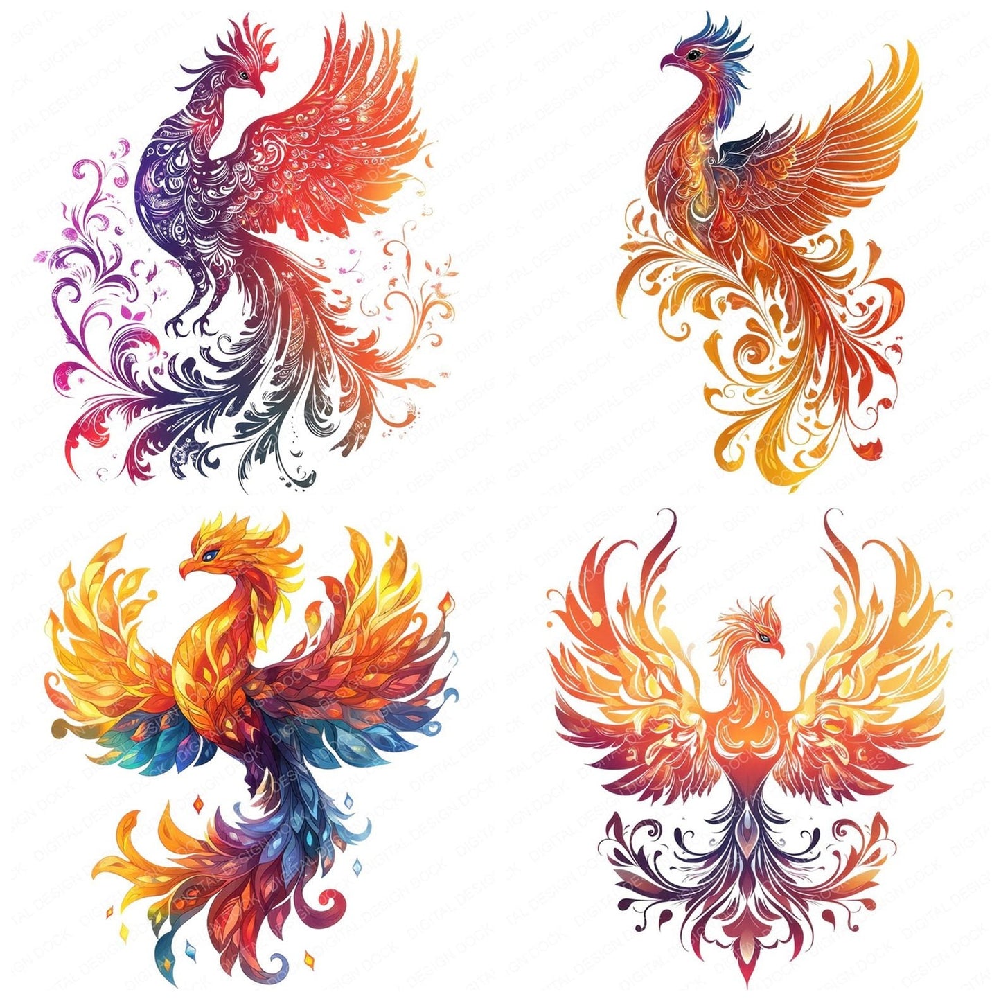 Mythical Phoenix Clipart Set (DDD006125)