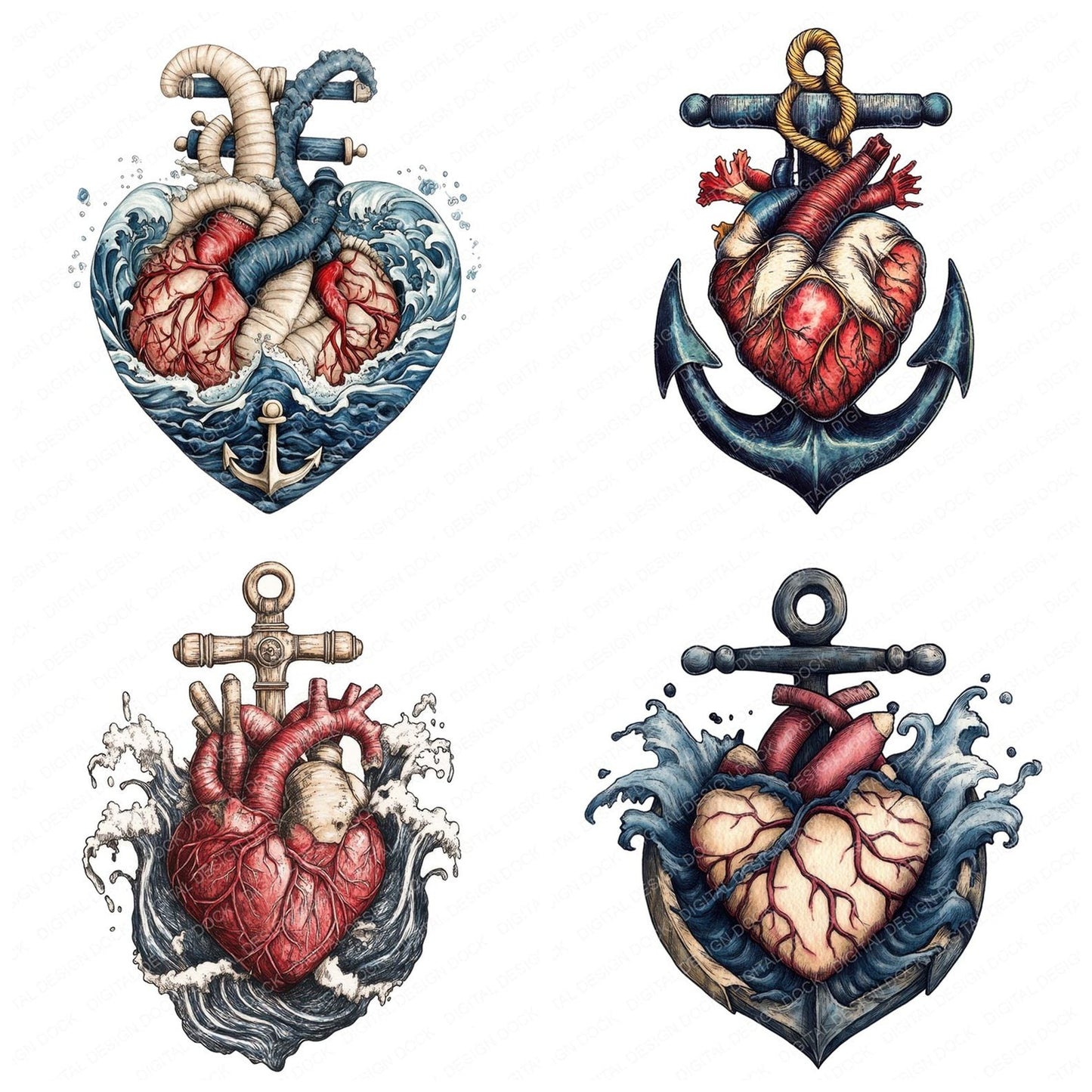 Nautical Heart Clipart Set (DDD006133)