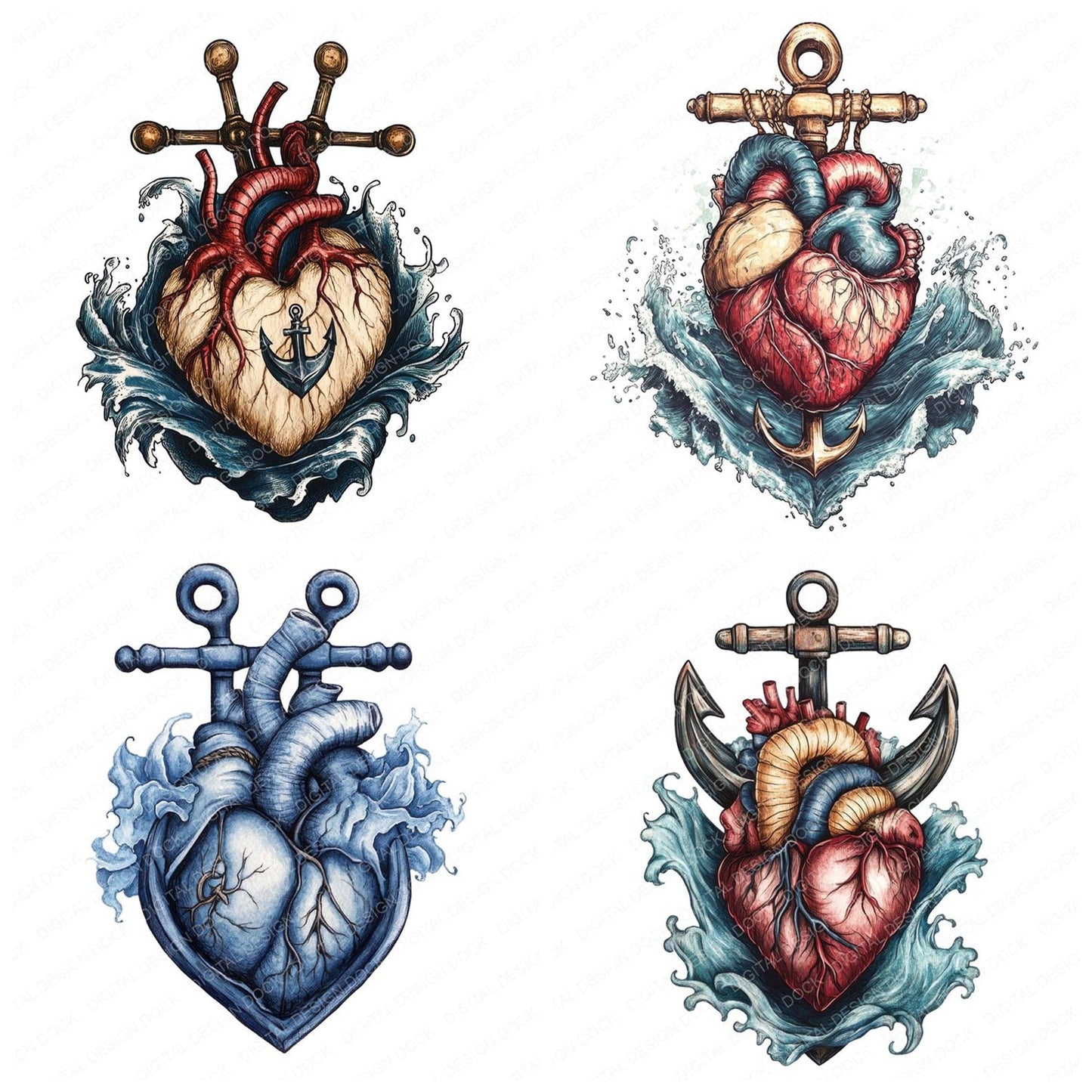 Nautical Heart Clipart Set (DDD006133)