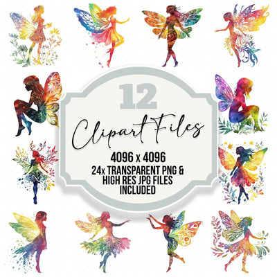 Nordic Fairy Silhouette clipart set cover showing the designs and file details