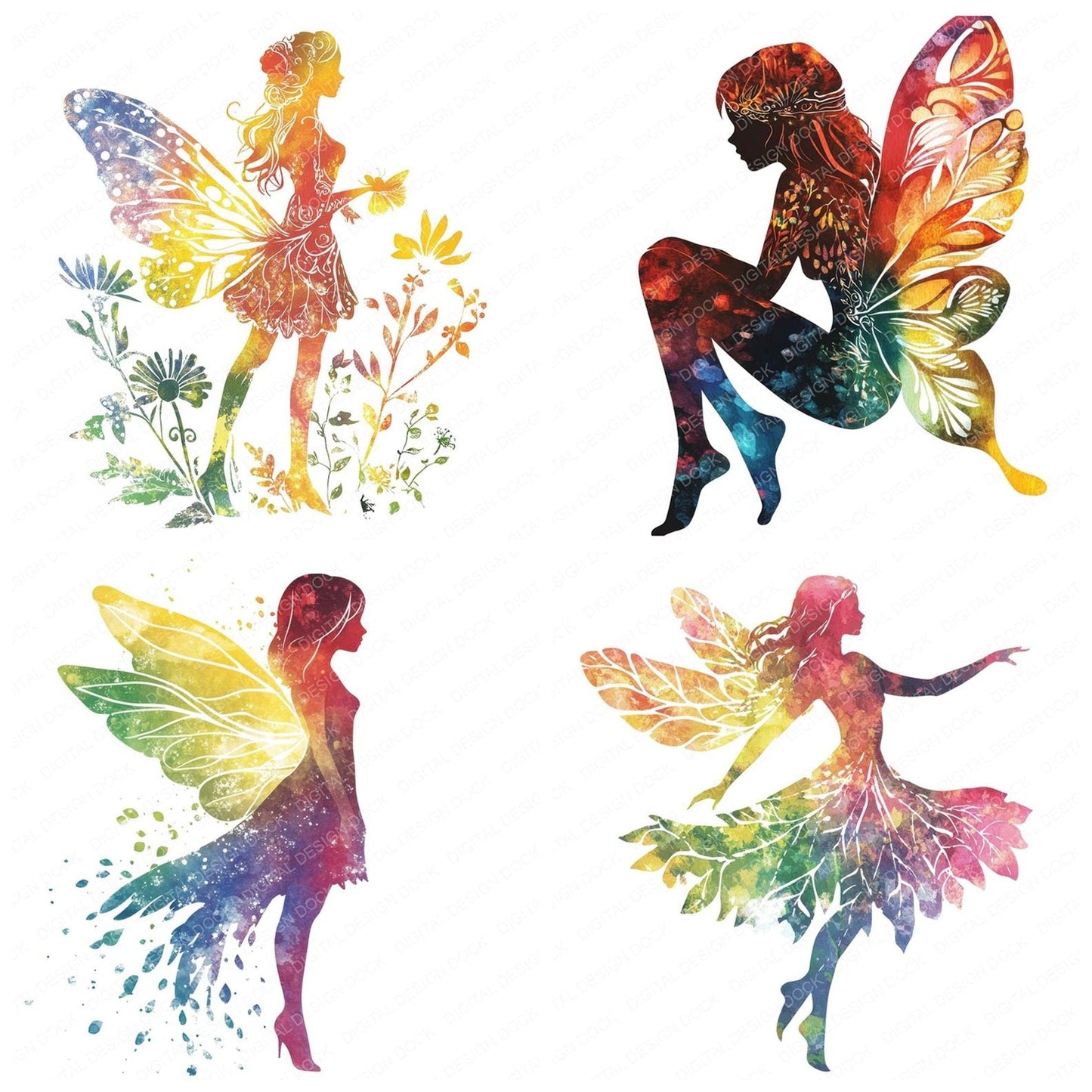 Nordic Fairy Silhouette Clipart Set (DDD006180)