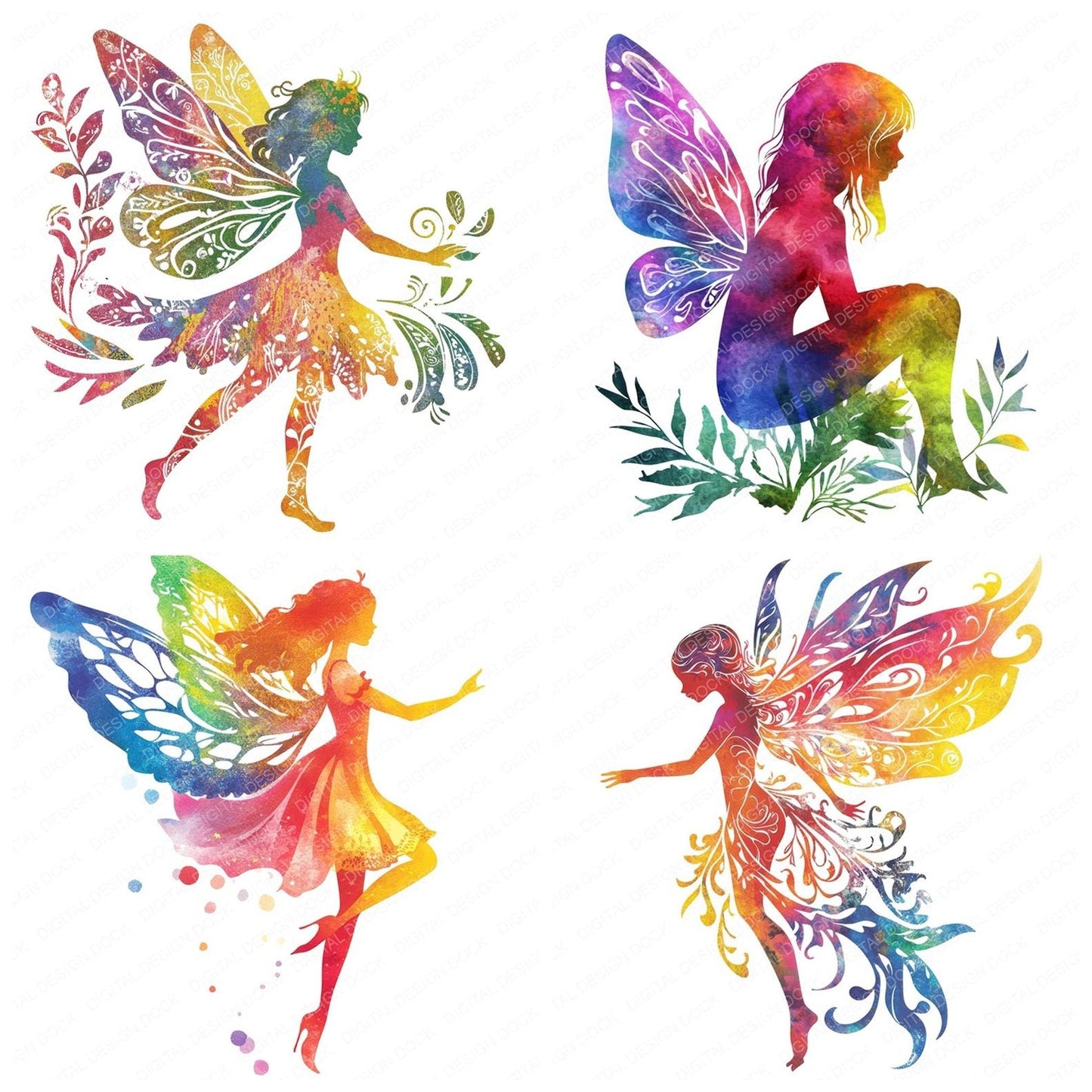 Nordic Fairy Silhouette Clipart Set (DDD006180)