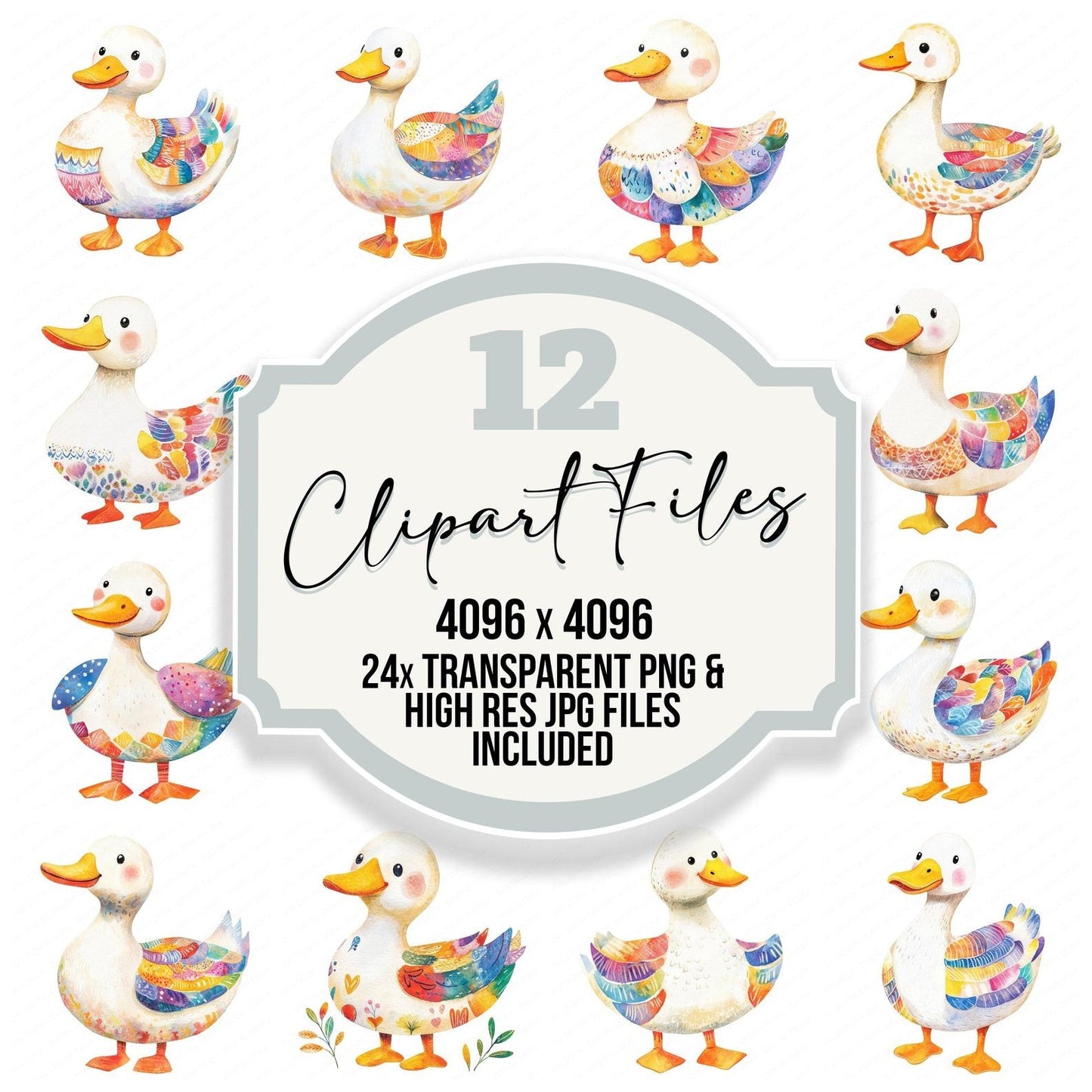 Nursery Watercolour Duck Clipart Set (DDD006183)