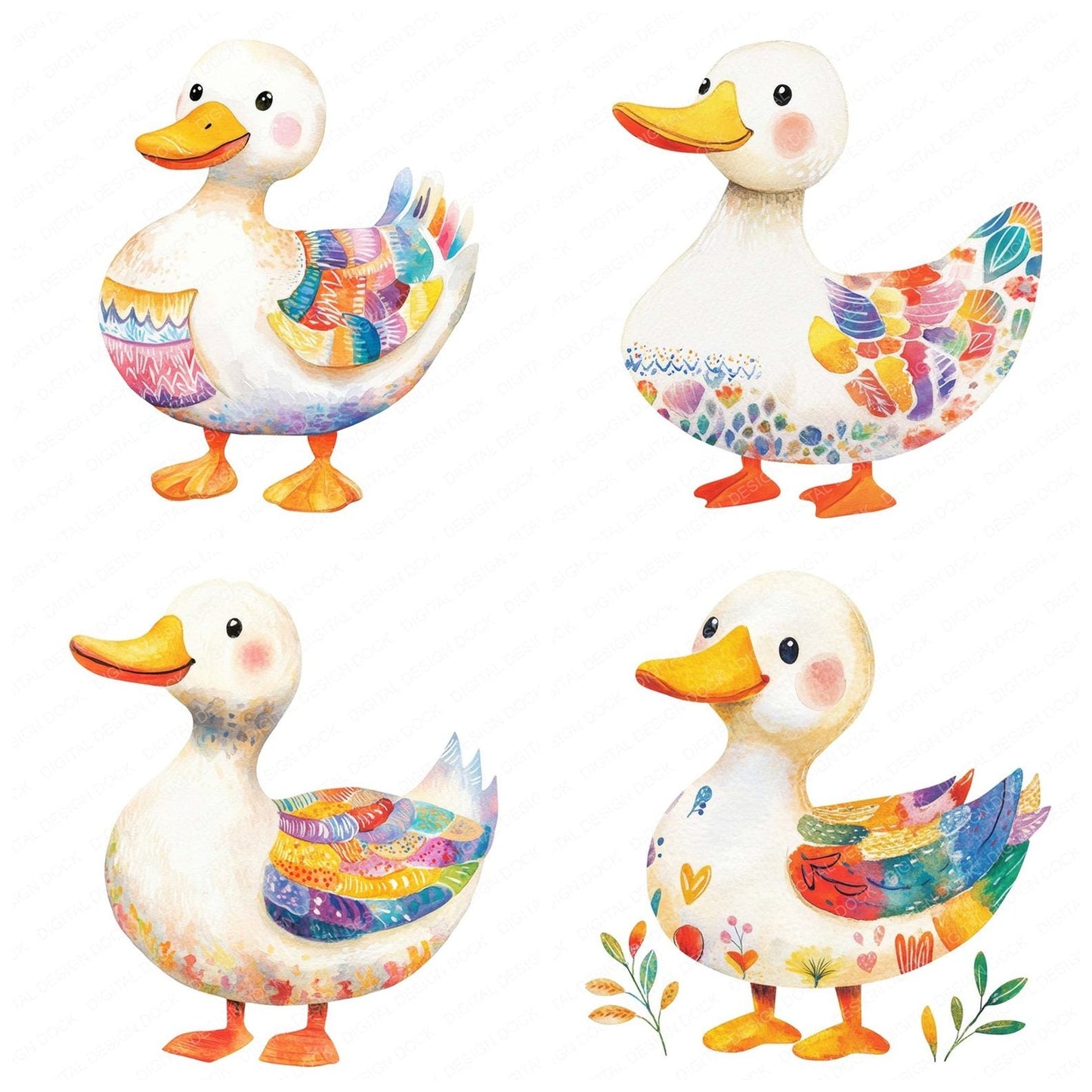 Nursery Watercolour Duck Clipart Set (DDD006183)