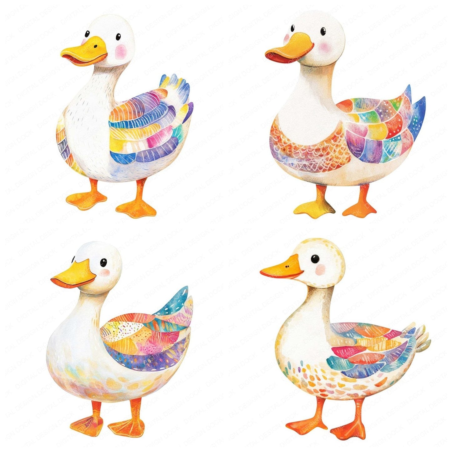 Nursery Watercolour Duck Clipart Set (DDD006183)