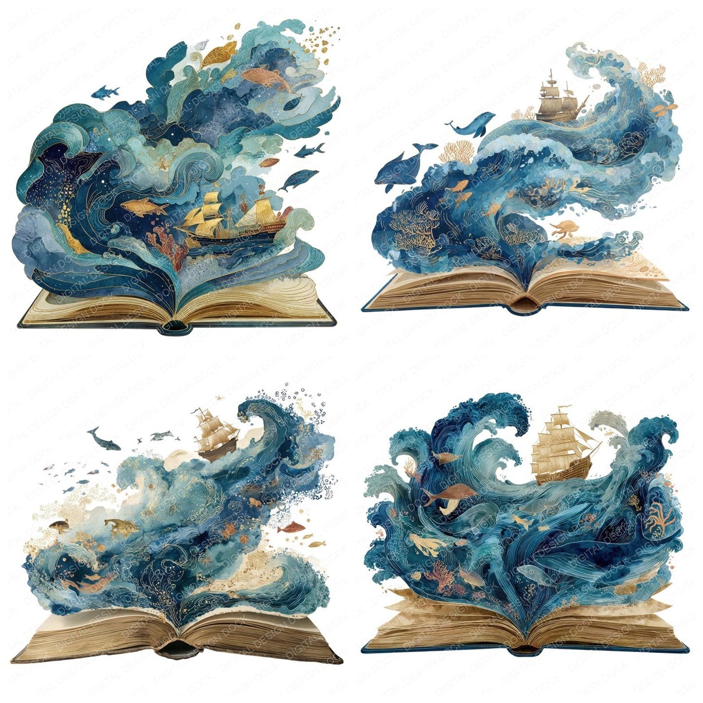 Ocean Adventure Open Book Clipart Set (DDD006185)