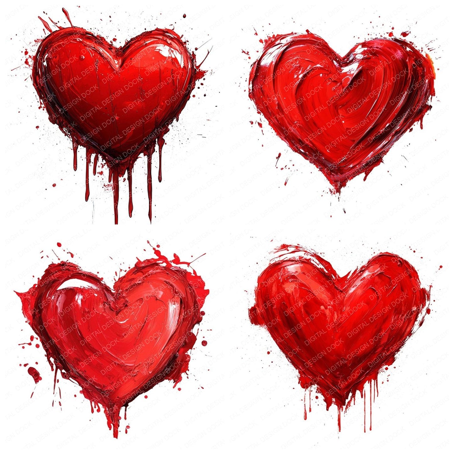 Oil Paint Love Heart Clipart Set (DDD006192)