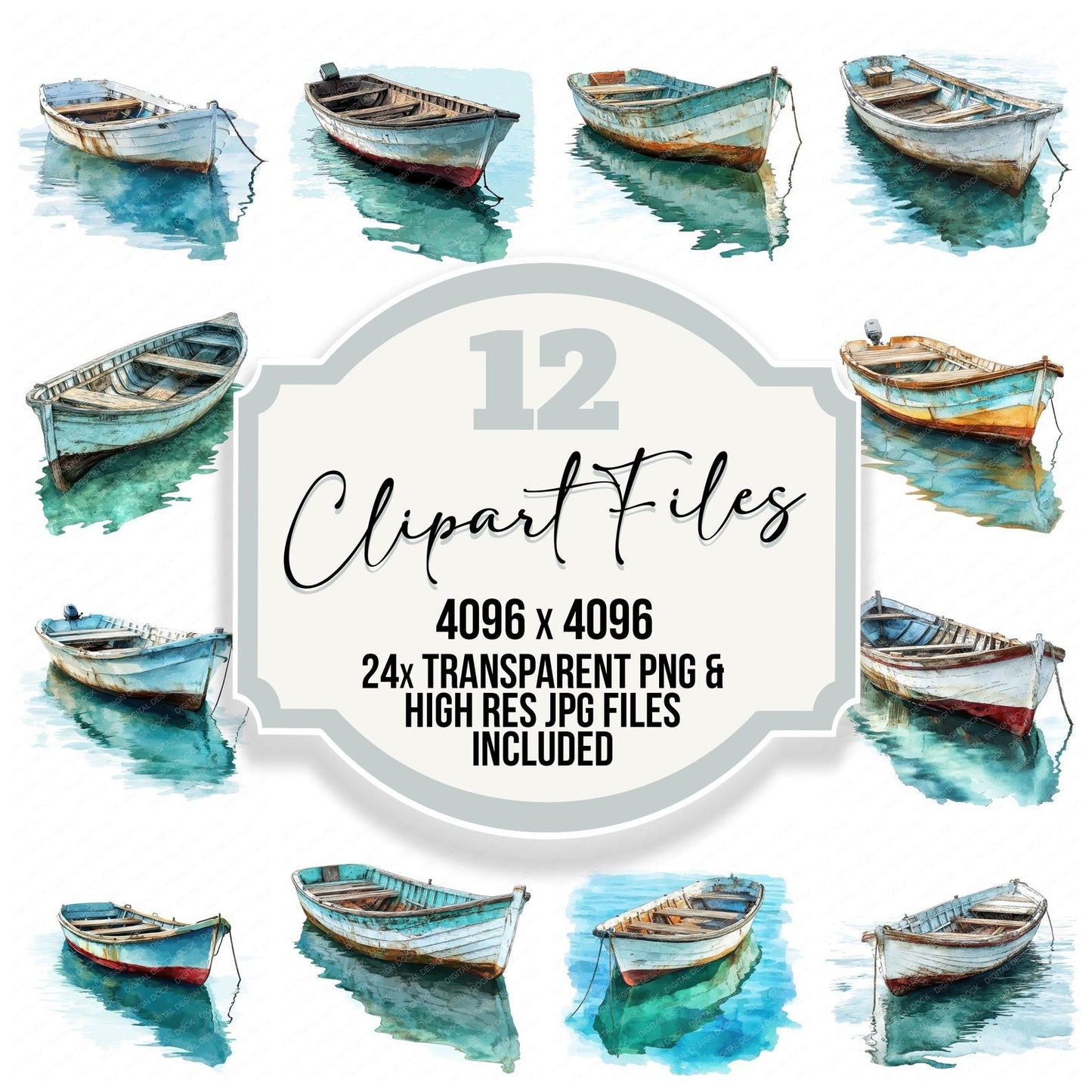 Old Amalfi Fishing Boat Clipart Set (DDD006194)