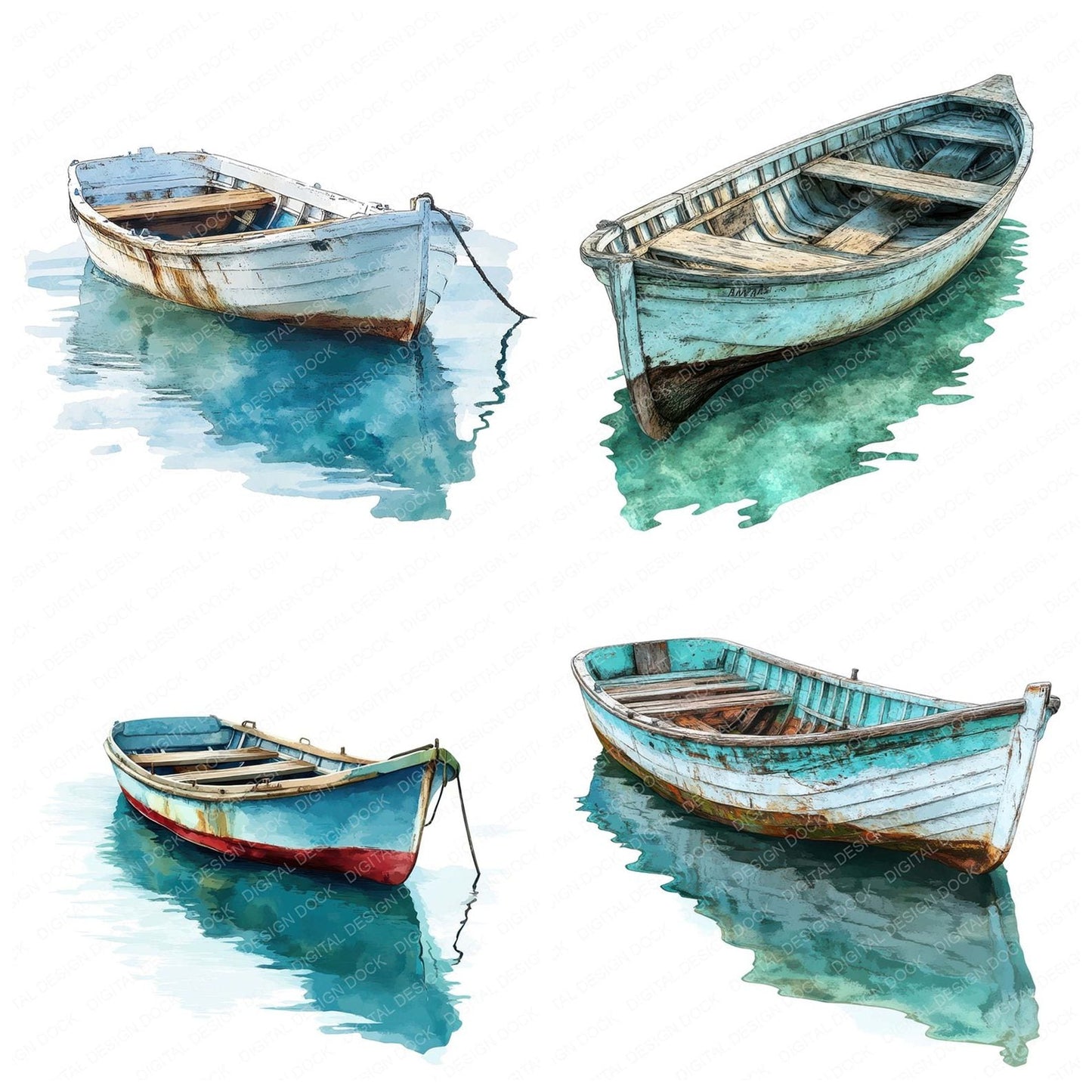 Old Amalfi Fishing Boat Clipart Set (DDD006194)