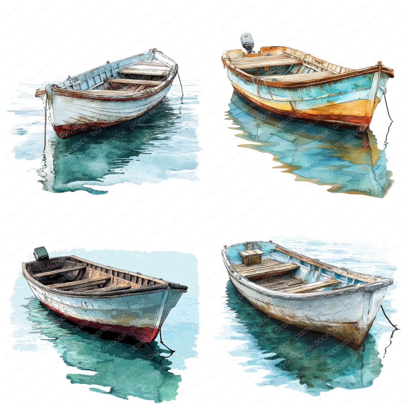 Old Amalfi Fishing Boat Clipart Set (DDD006194)