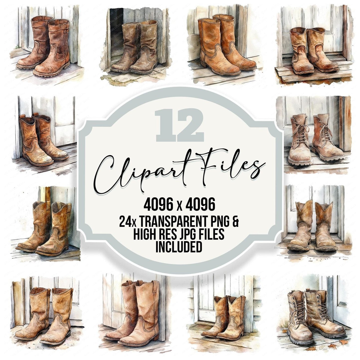 Old Boots at the Door Clipart Set (DDD006197)