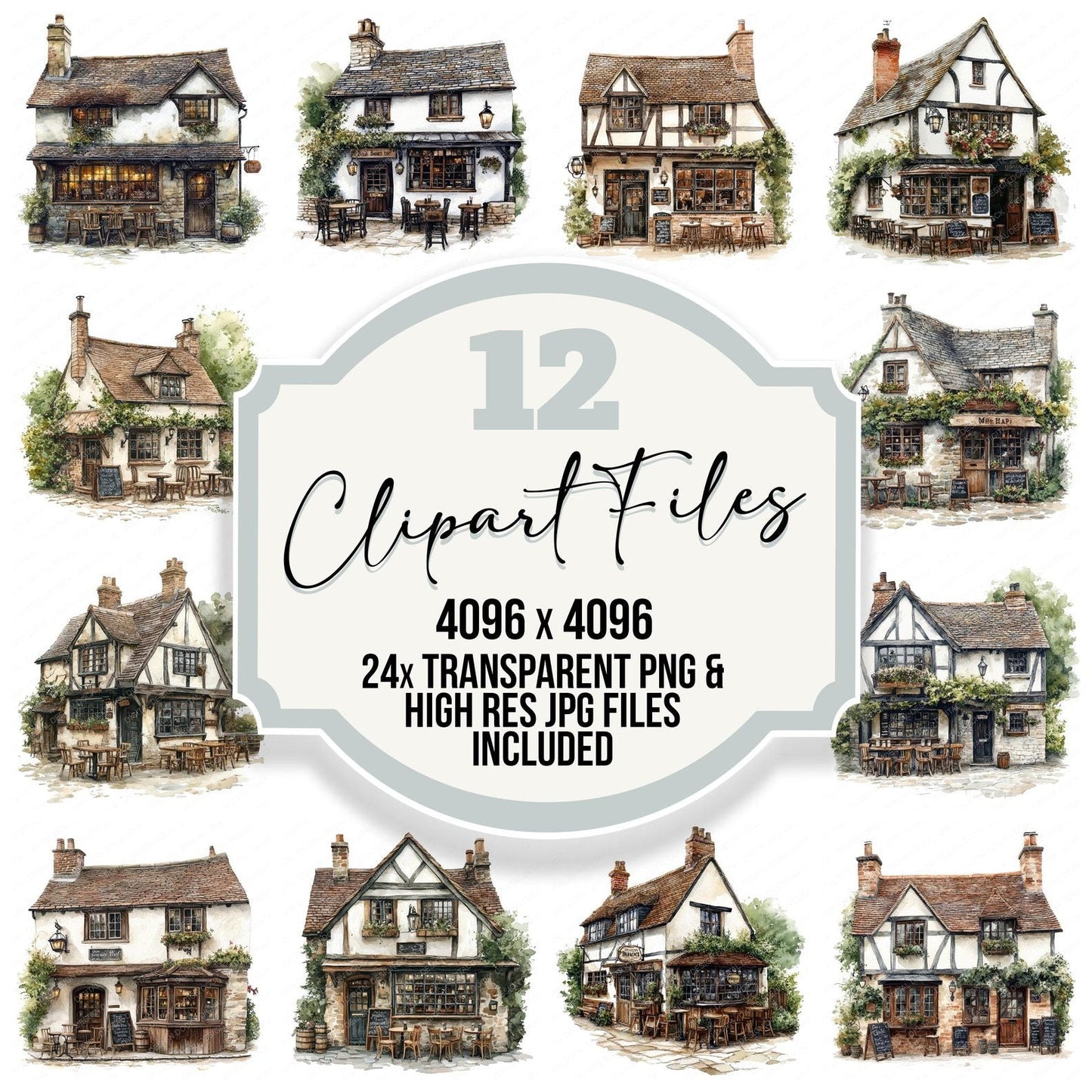 Old English Pub Bar Clipart Set (DDD006199)
