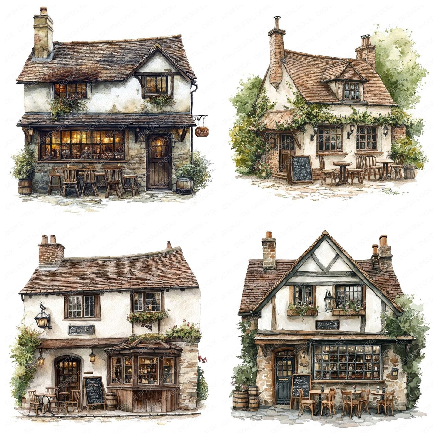 Old English Pub Bar Clipart Set (DDD006199)