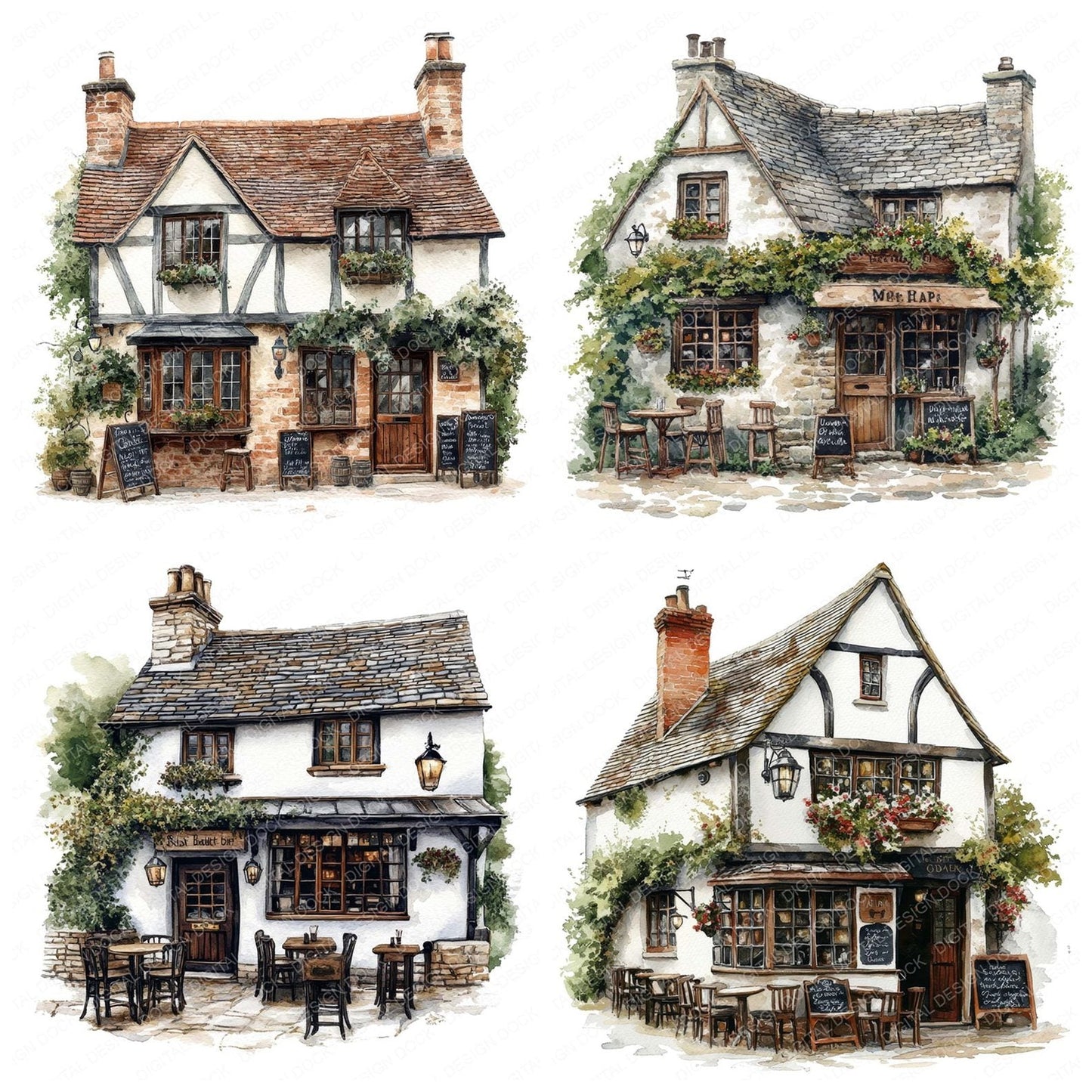 Old English Pub Bar Clipart Set (DDD006199)