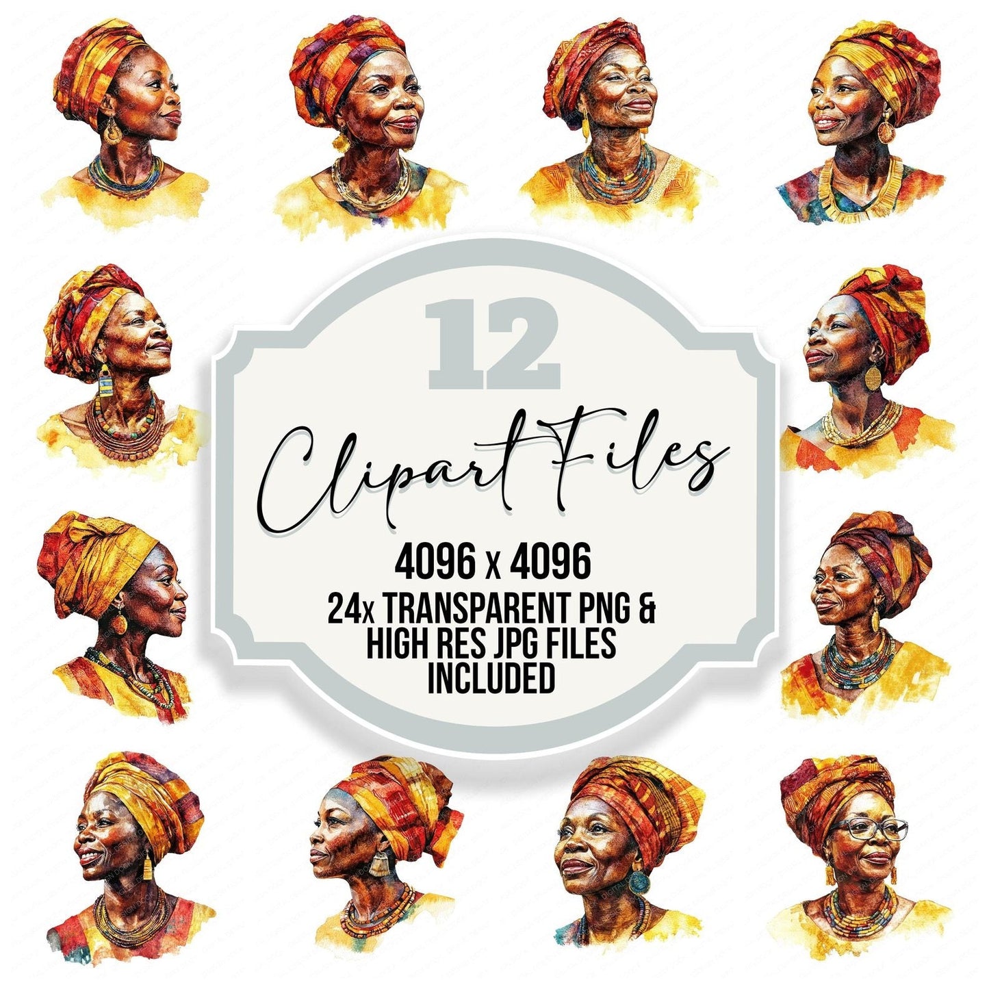 Older African Woman Clipart Set (DDD006206)