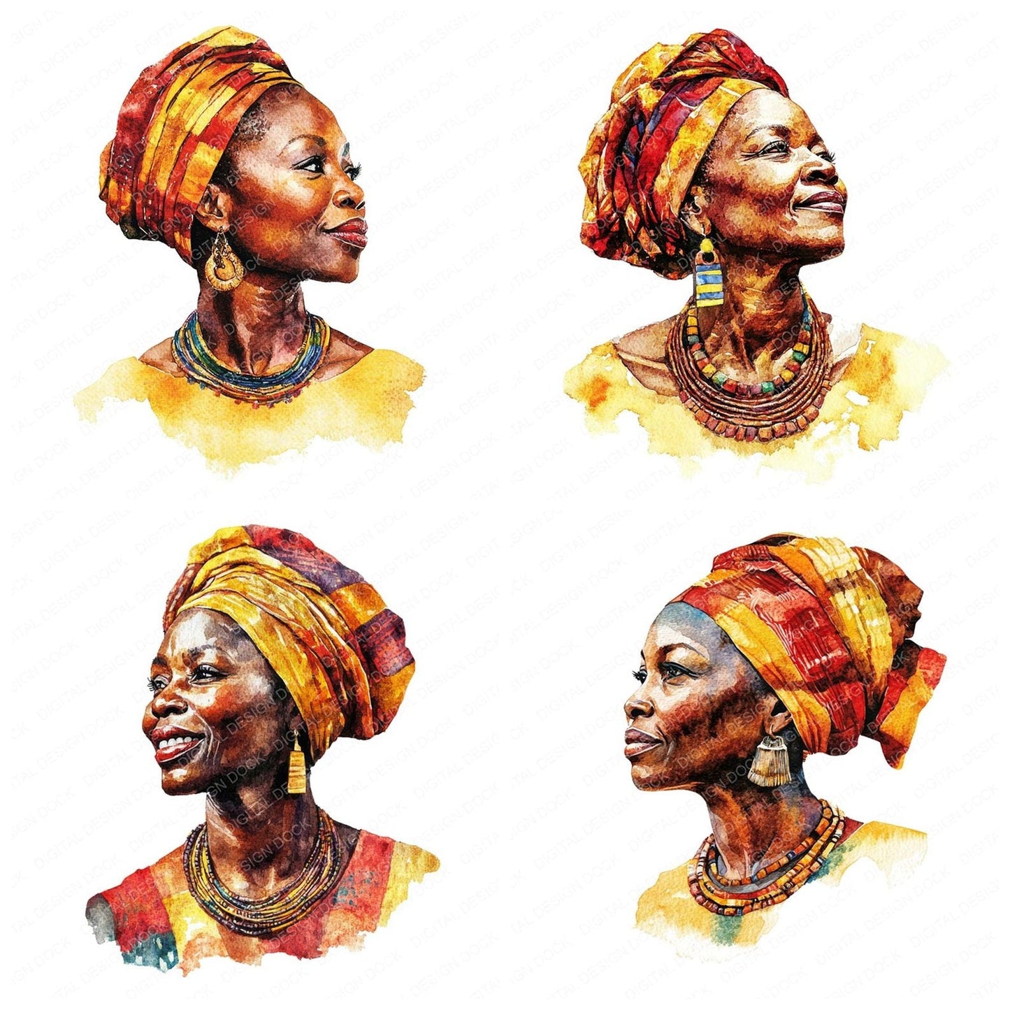 Older African Woman Clipart Set (DDD006206)