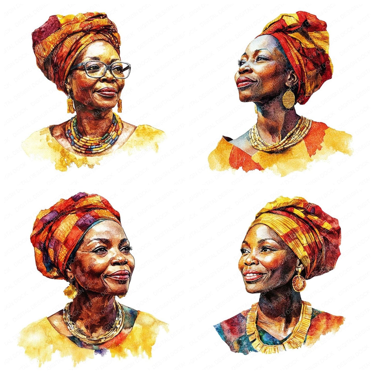 Older African Woman Clipart Set (DDD006206)