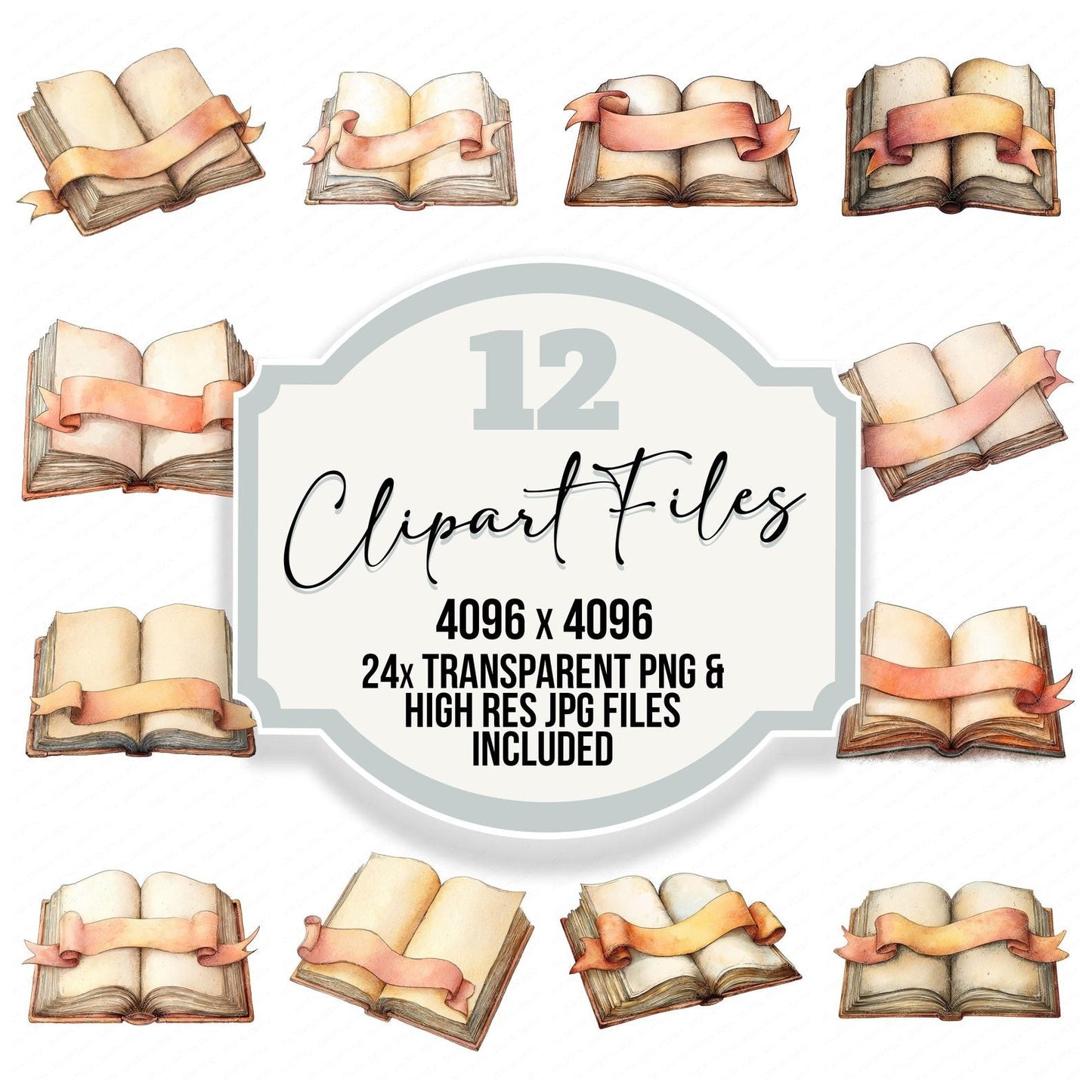 Open Book Banner Clipart Set (DDD006209)