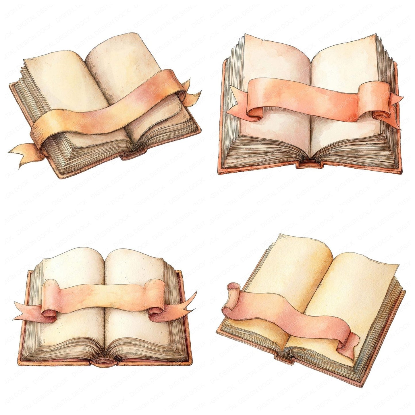 Open Book Banner Clipart Set (DDD006209)