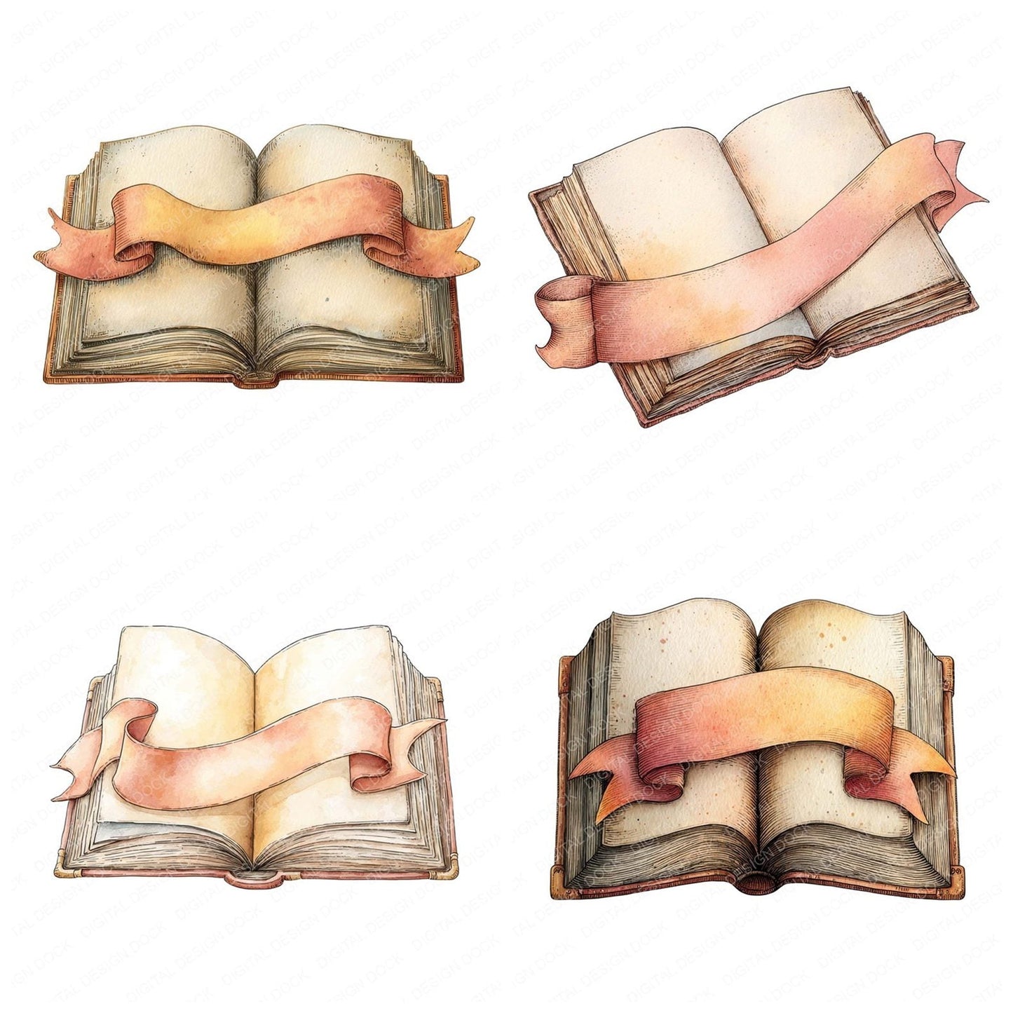 Open Book Banner Clipart Set (DDD006209)