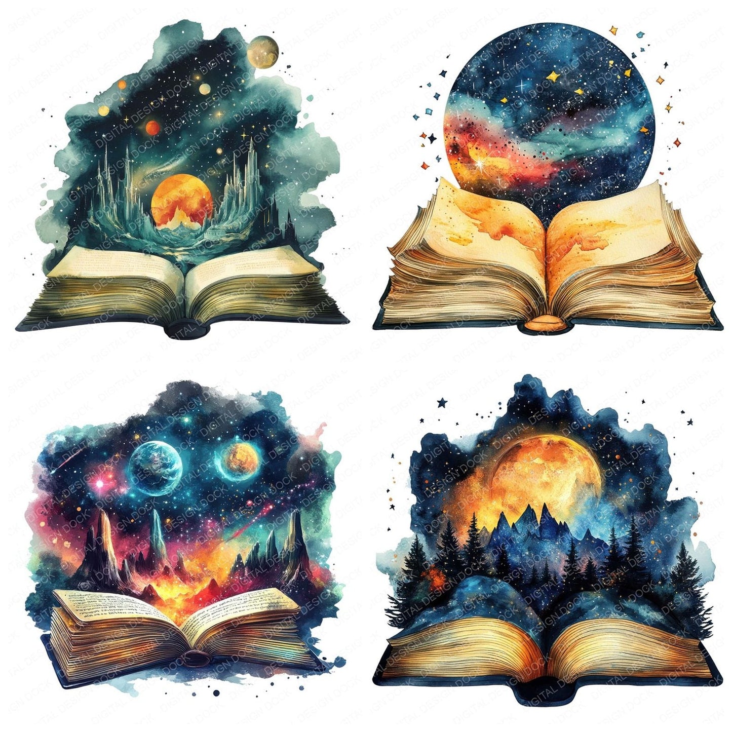 Open Book Fantasy Space Clipart Set (DDD006210)