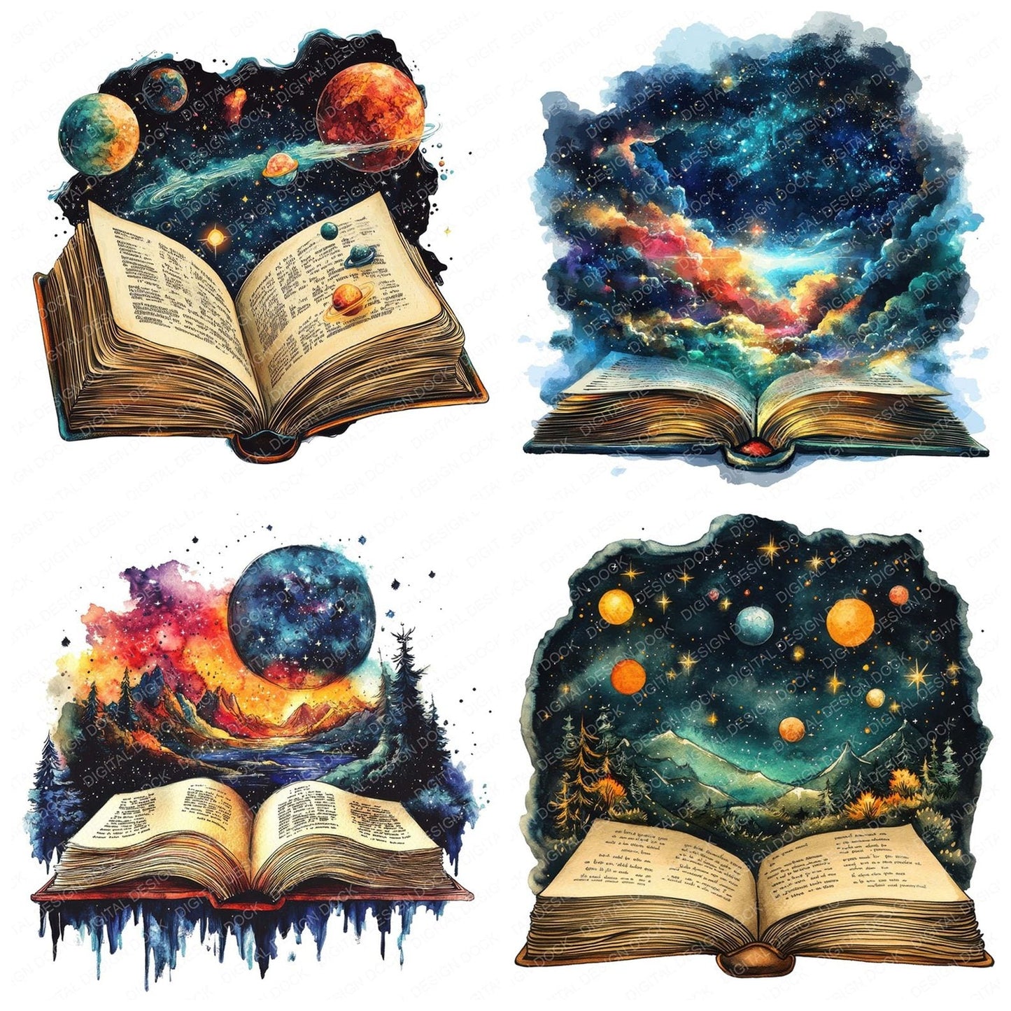 Open Book Fantasy Space Clipart Set (DDD006210)