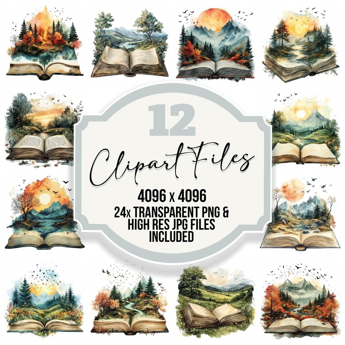 Open Book Magical Landscape Clipart Set (DDD006211)