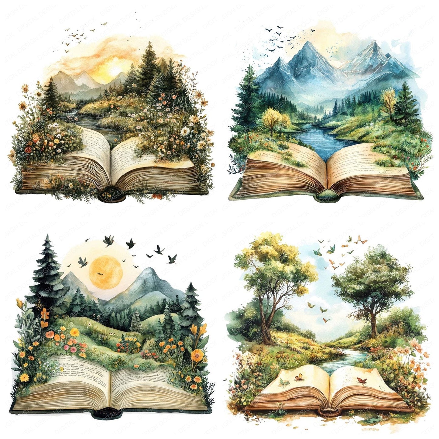 Open Book Magical Landscape Clipart Set (DDD006212)
