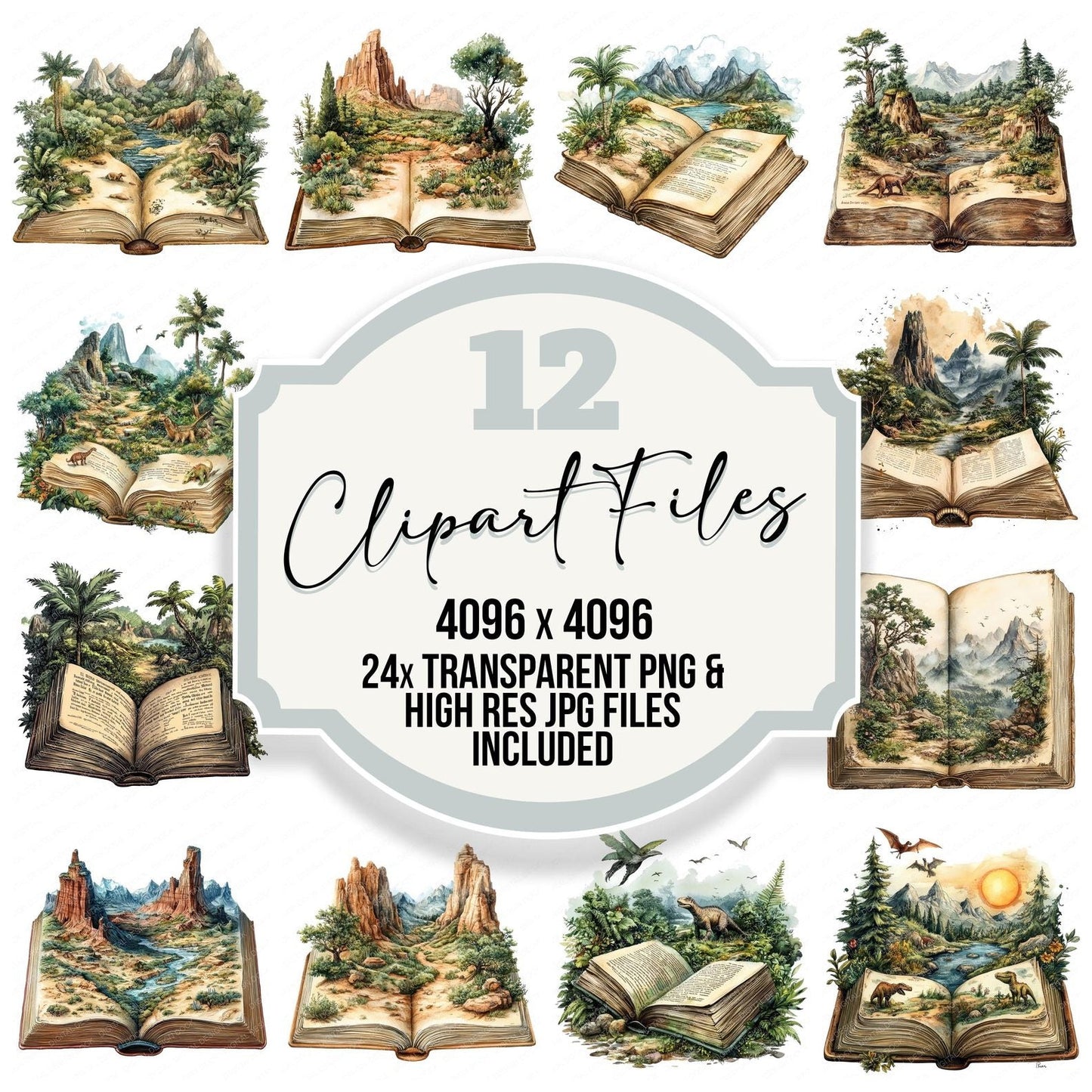 Open Book Prehistoric Clipart Set (DDD006213)
