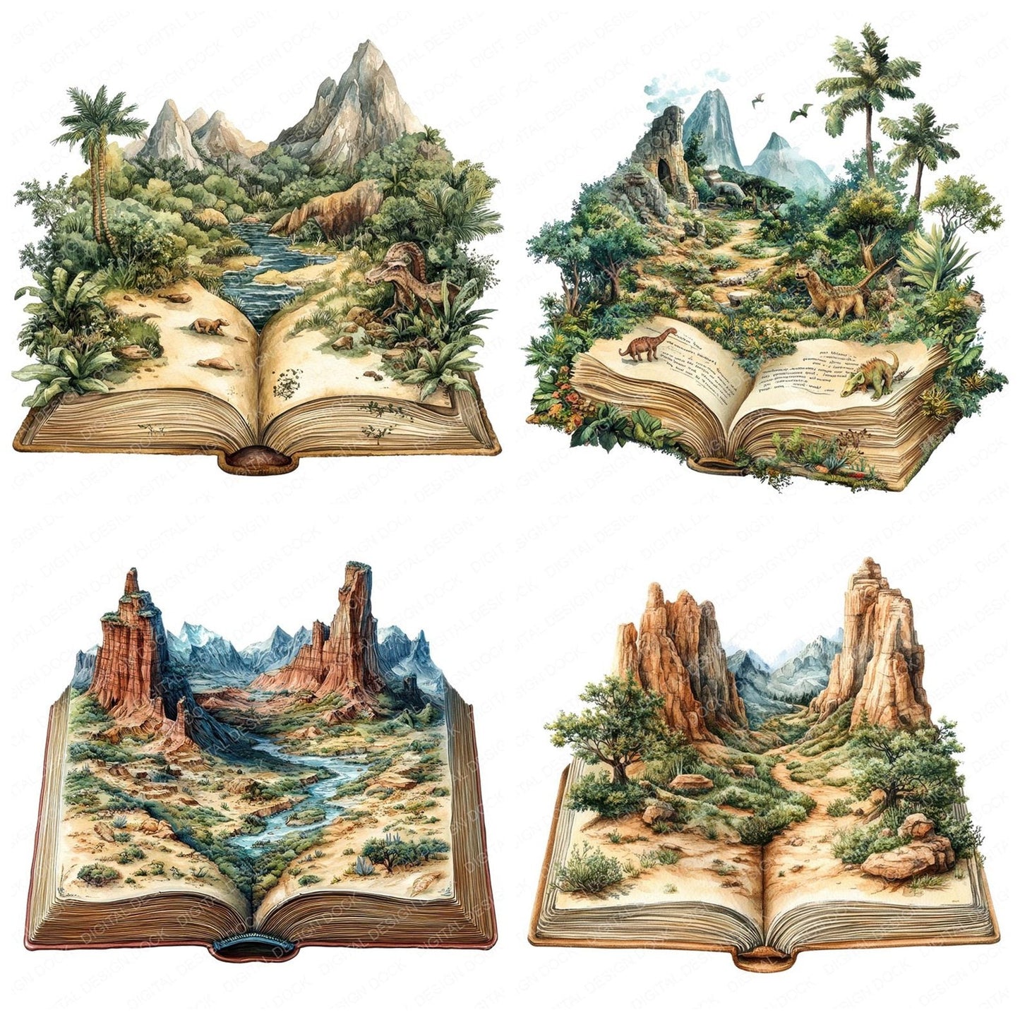 Open Book Prehistoric Clipart Set (DDD006213)