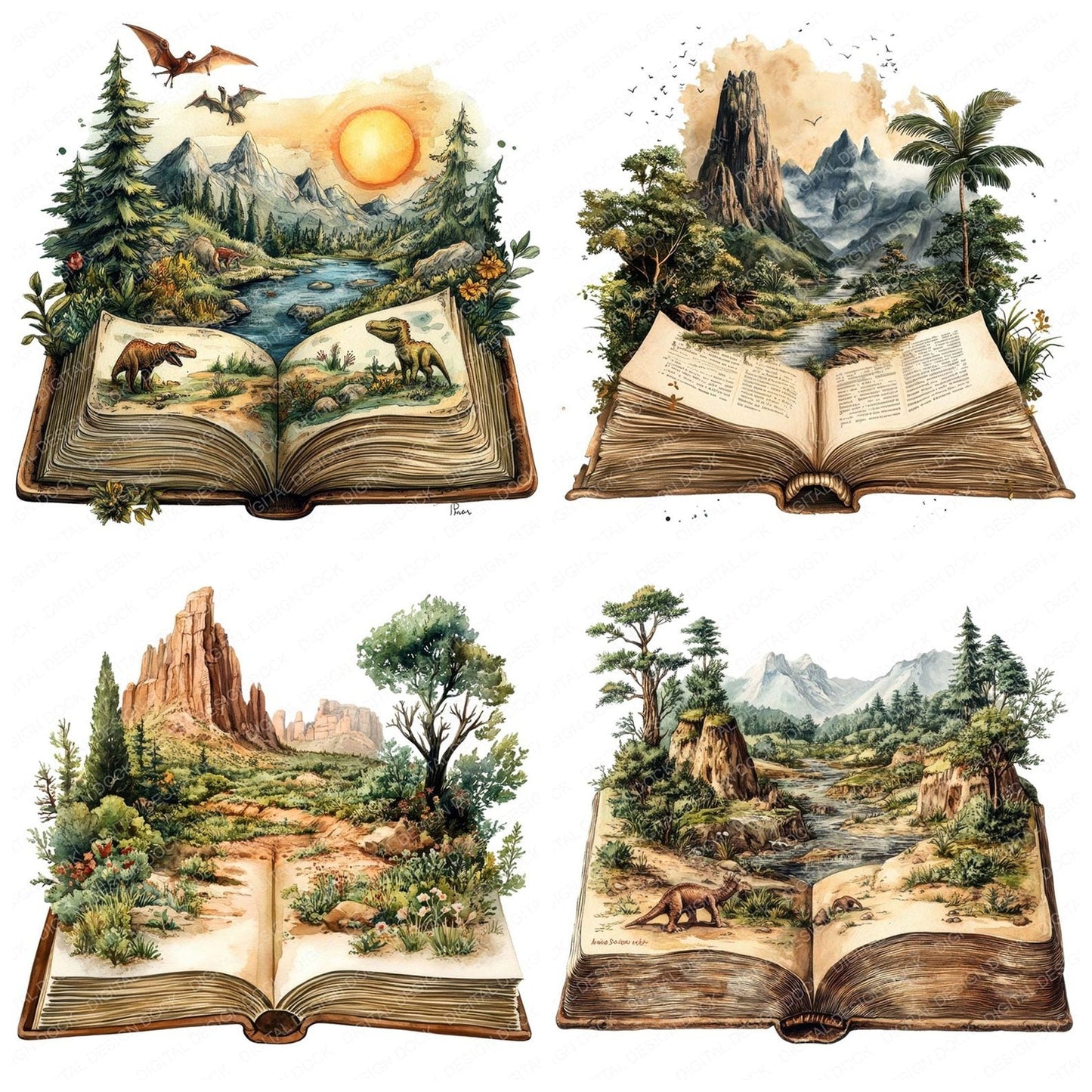 Open Book Prehistoric Clipart Set (DDD006213)