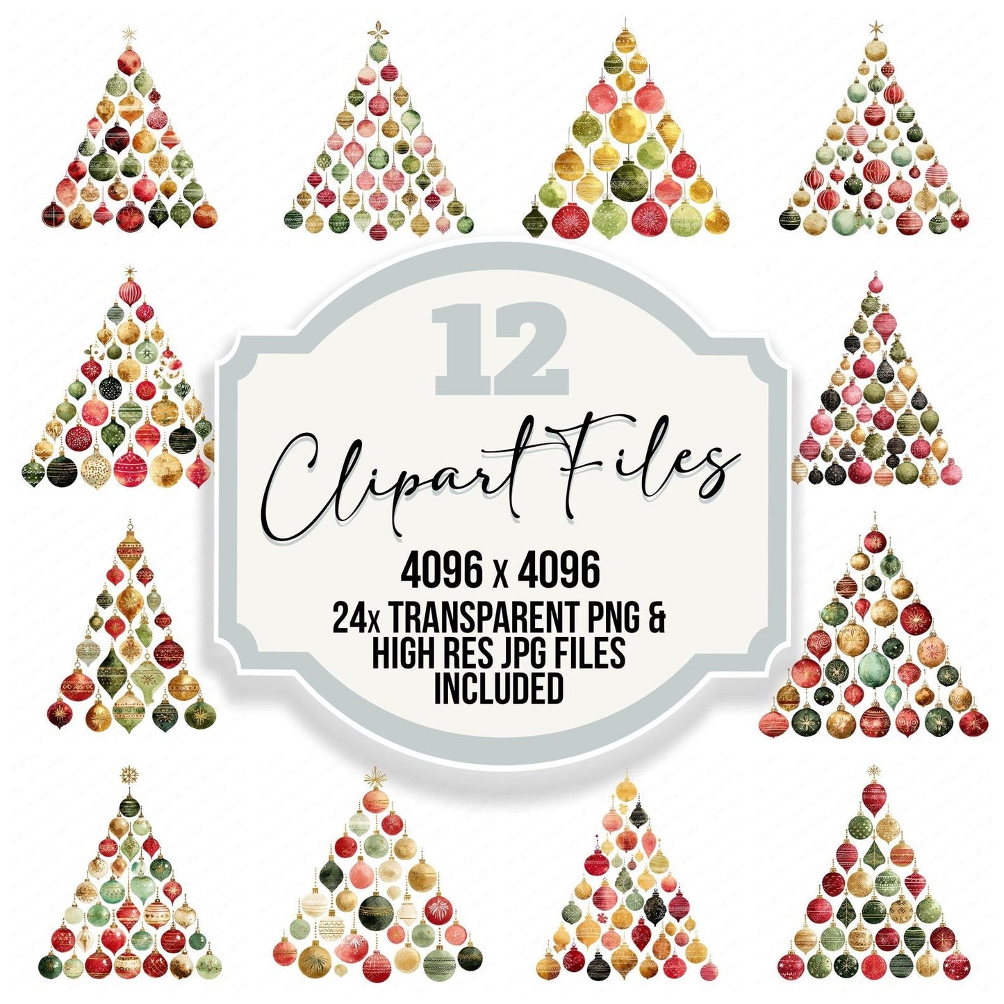 Ornament Christmas Tree Clipart Set (DDD006218)
