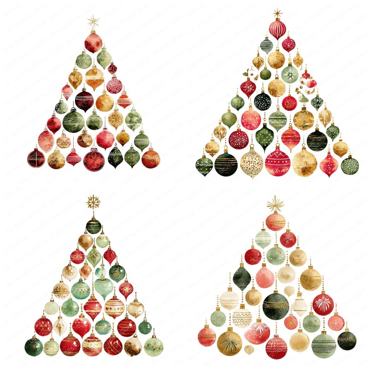 Ornament Christmas Tree Clipart Set (DDD006218)